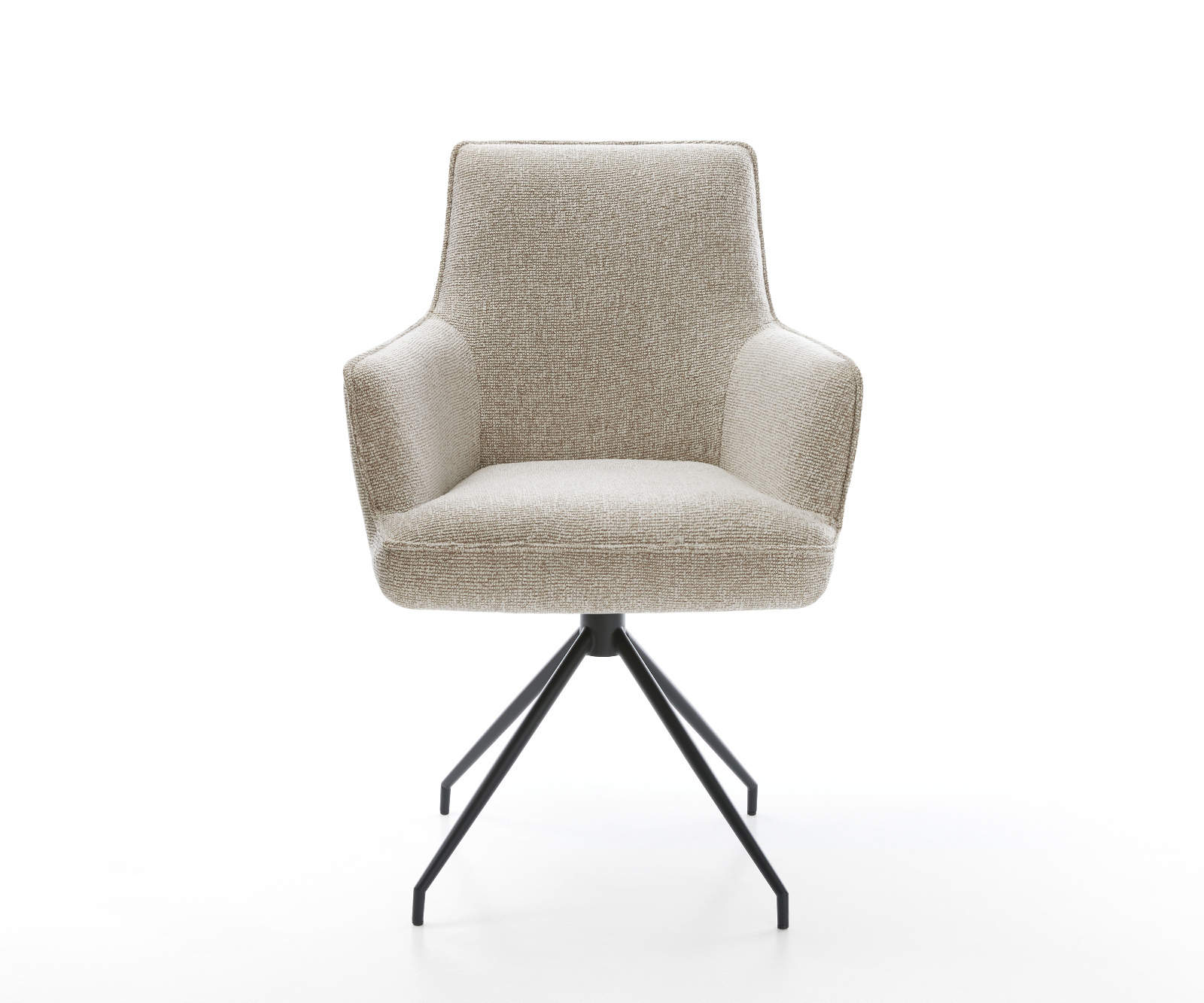 Jídelní židle Heira-Flex s područkami látka Měkký béžová křížová podnož zúžená černá taštičkové pružiny - Obrázek 2