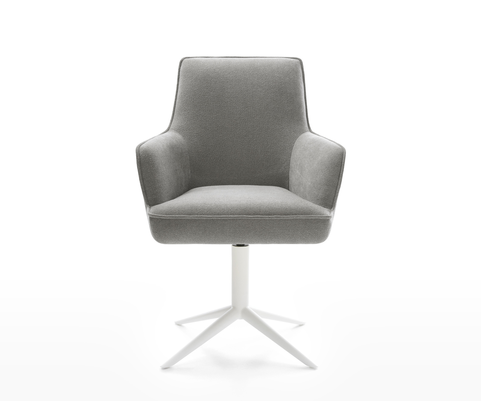 Jídelní židle Heira-Flex s područkami potahová látka Měkký šedá křížová podnož bílá 360° otočný houpací funkce taštičkové pružiny - Obrázek 2