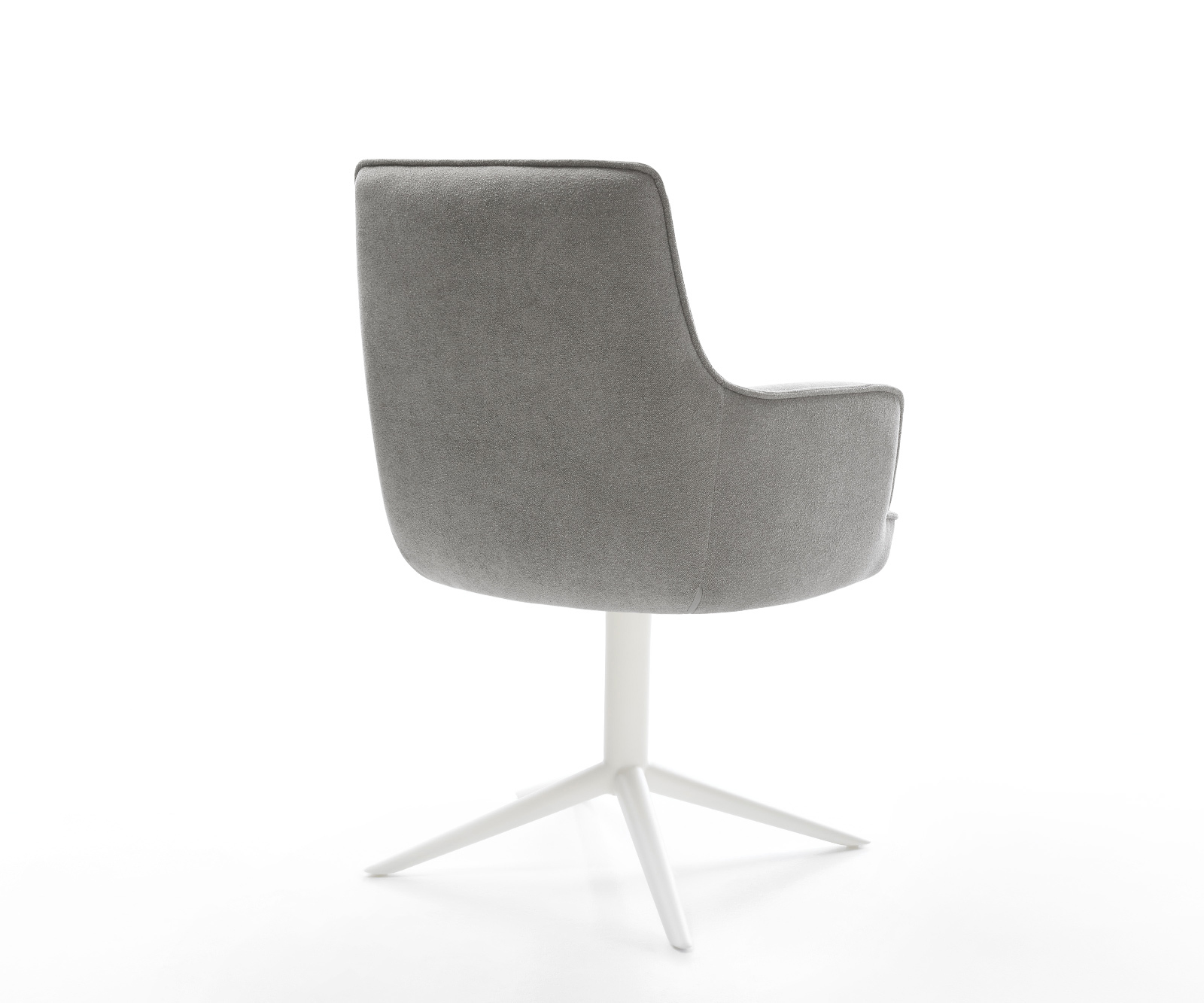 Jídelní židle Heira-Flex s područkami potahová látka Měkký šedá křížová podnož bílá 360° otočný houpací funkce taštičkové pružiny - Obrázek 5