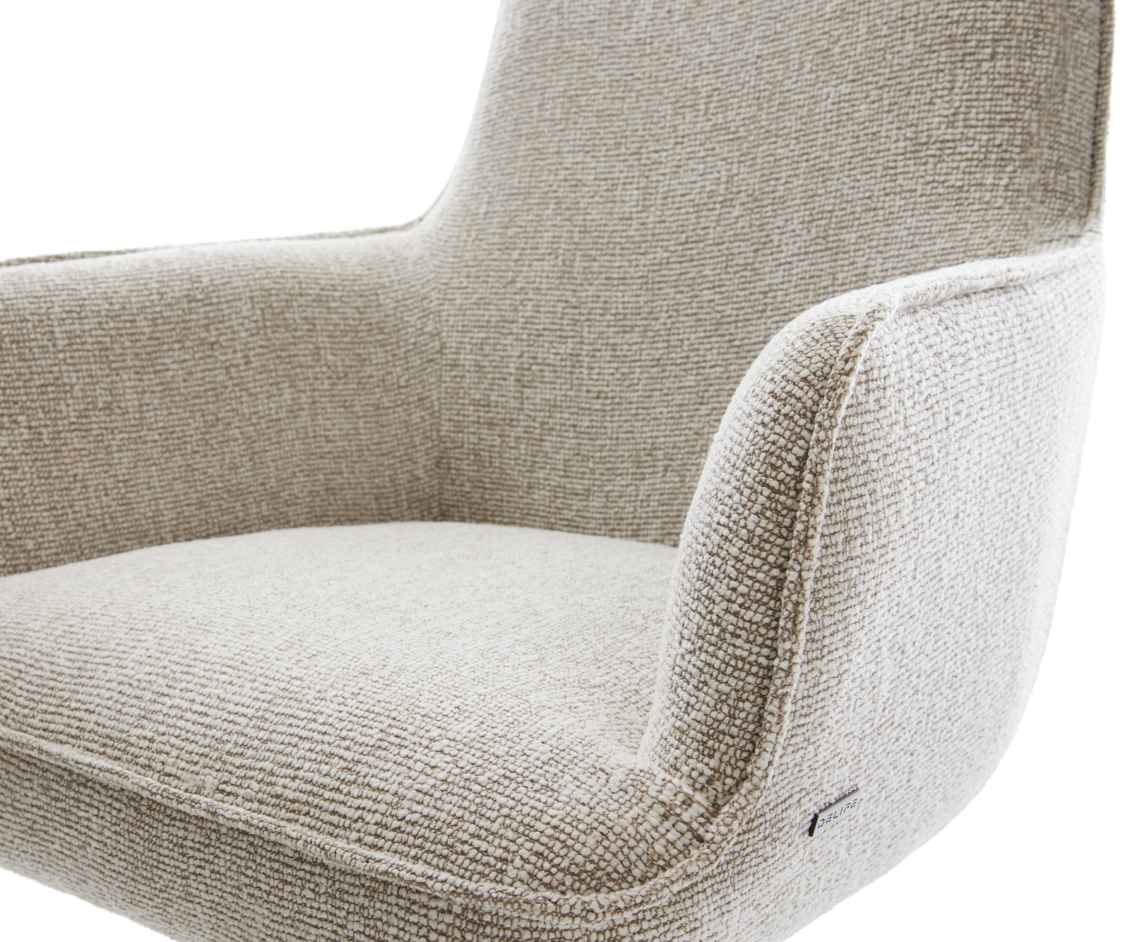 Jídelní židle Heira-Flex s područkami látka Měkký béžová křížová podnož černá 360° otočný houpací funkce taštičkové pružiny - Obrázek 4