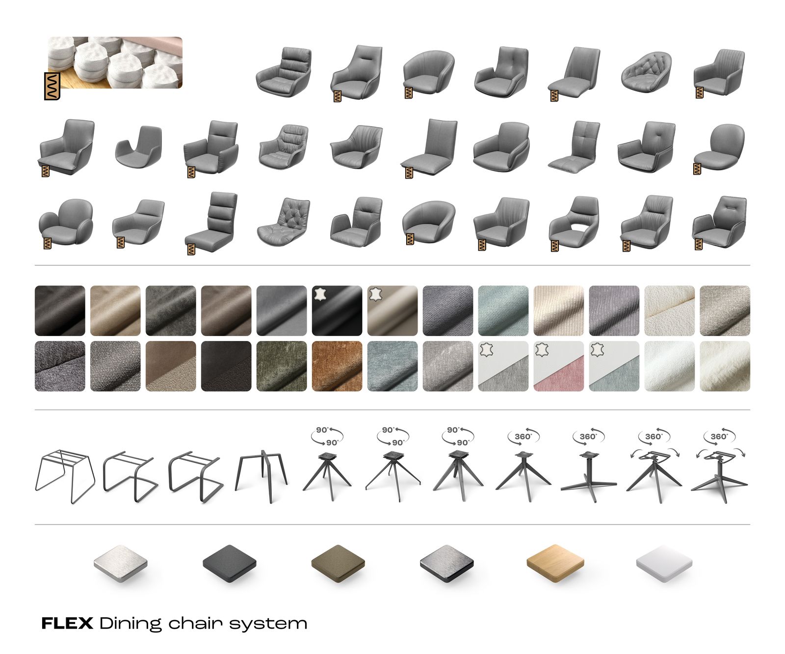 Jídelní židle Heira-Flex s područkami látka Měkký béžová křížová podnož černá 360° otočný houpací funkce taštičkové pružiny - Obrázek 7