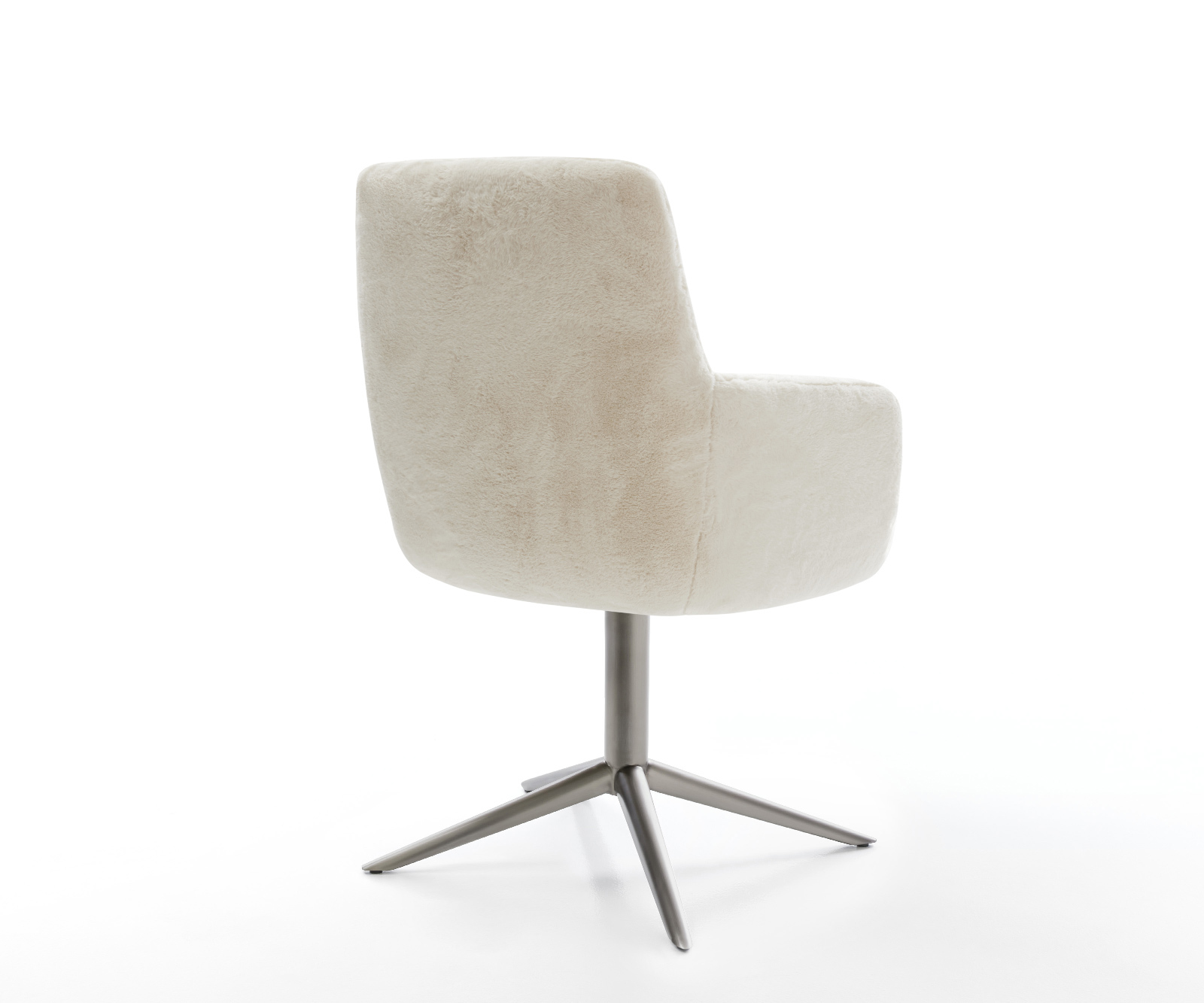 Jídelní židle Heira-Flex s područkami plyšový manšestr krémovo-bílá křížová podnož grafitová 360° otočný houpací funkce taštičkové pružiny - Obrázek 5