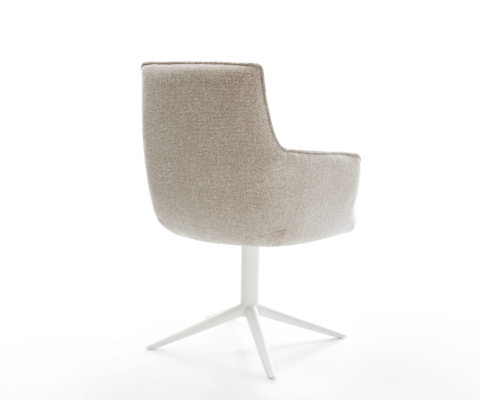 Jídelní židle Heira-Flex s područkami látka Měkký béžová křížová podnož bílá 360° otočný houpací funkce taštičkové pružiny - Obrázek 5