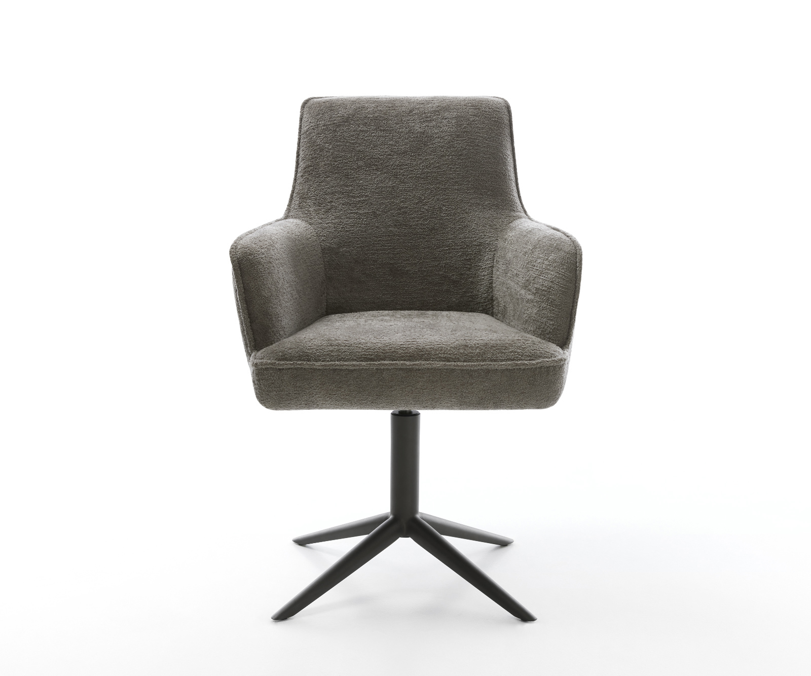 Jídelní židle Heira-Flex s područkami bouclé měkký tmavě béžová křížová podnož černá 360° otočný houpací funkce taštičkové pružiny - Obrázek 2