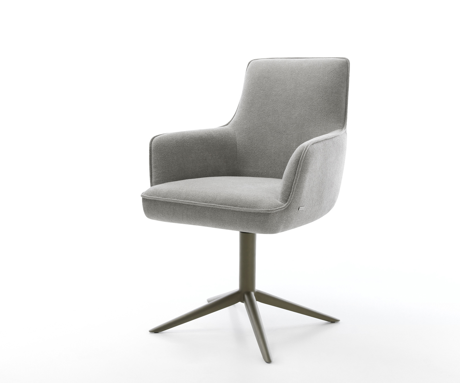 Jídelní židle Heira-Flex s područkami strukturovaná látka Měkký šedá křížová podnož Titanová barva 360° otočný houpací funkce taštičkové pružiny