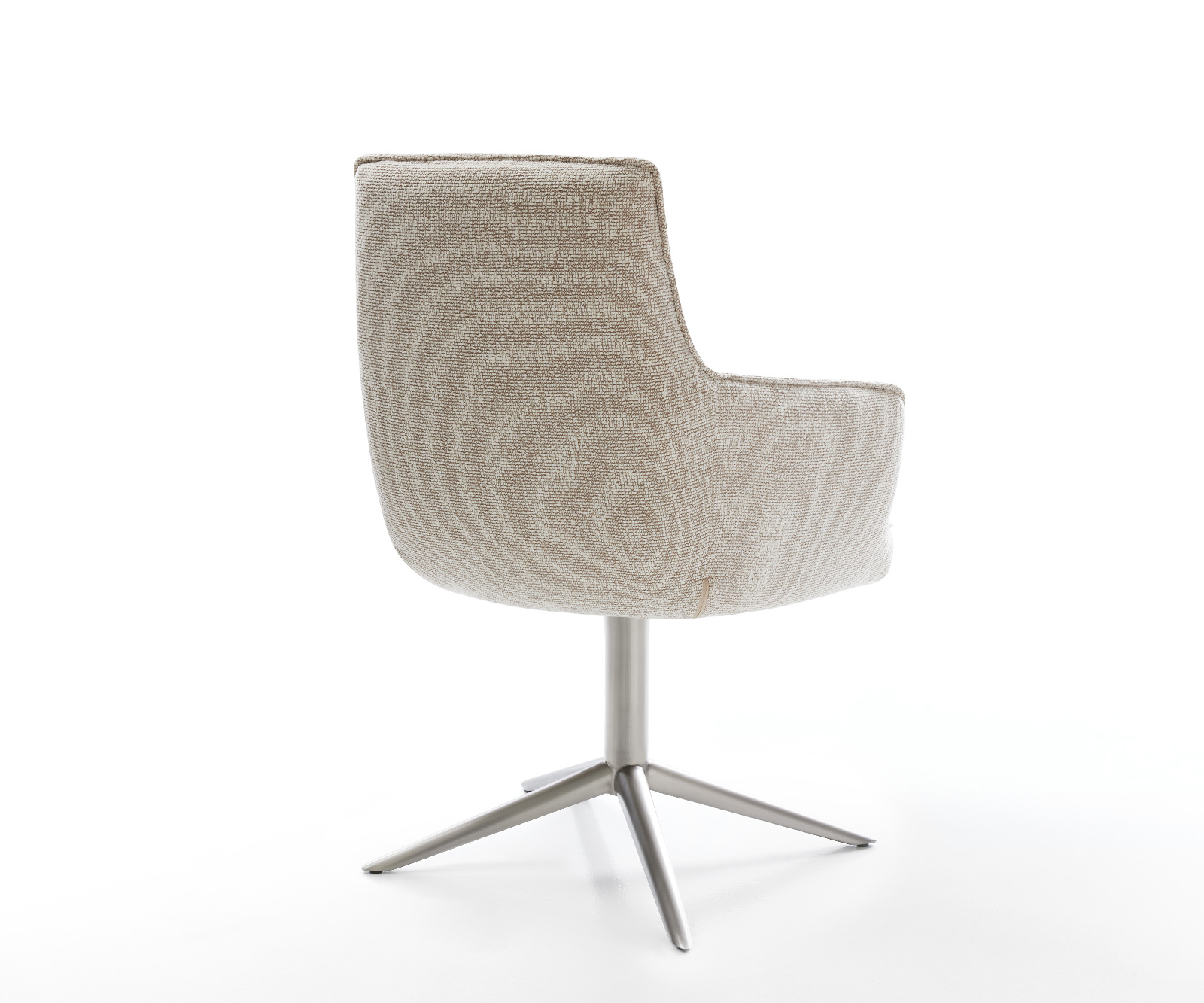 Jídelní židle Heira-Flex s područkami látka Měkký béžová křížová podnož nerezová ocel 360° otočný houpací funkce taštičkové pružiny - Obrázek 5