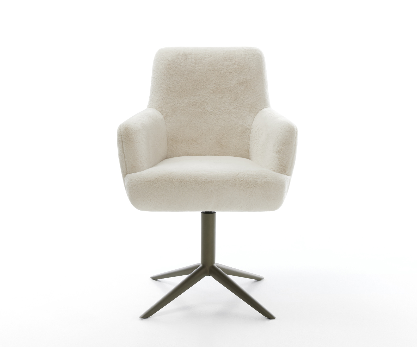 Jídelní židle Heira-Flex s područkami plyšový manšestr krémová bílá křížová podnož titanová barva 360° otočný houpací funkce taštičkové pružiny - Obrázek 2