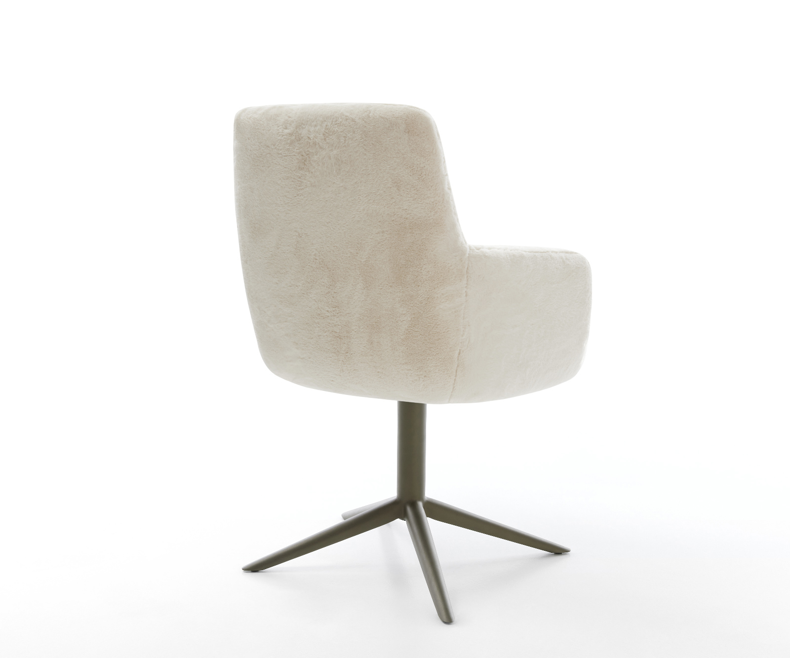 Jídelní židle Heira-Flex s područkami plyšový manšestr krémová bílá křížová podnož titanová barva 360° otočný houpací funkce taštičkové pružiny - Obrázek 5