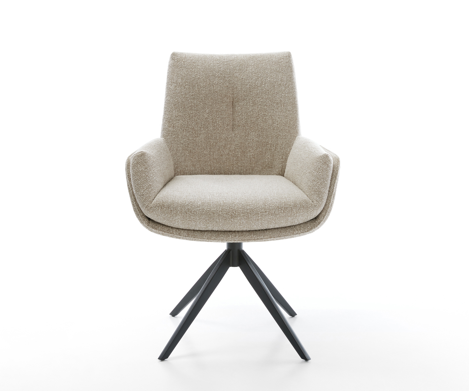 Jídelní židle Clea-Flex tkanina Měkký béžová křížová podnož široká černá 360° otočný houpací funkce - Obrázek 2