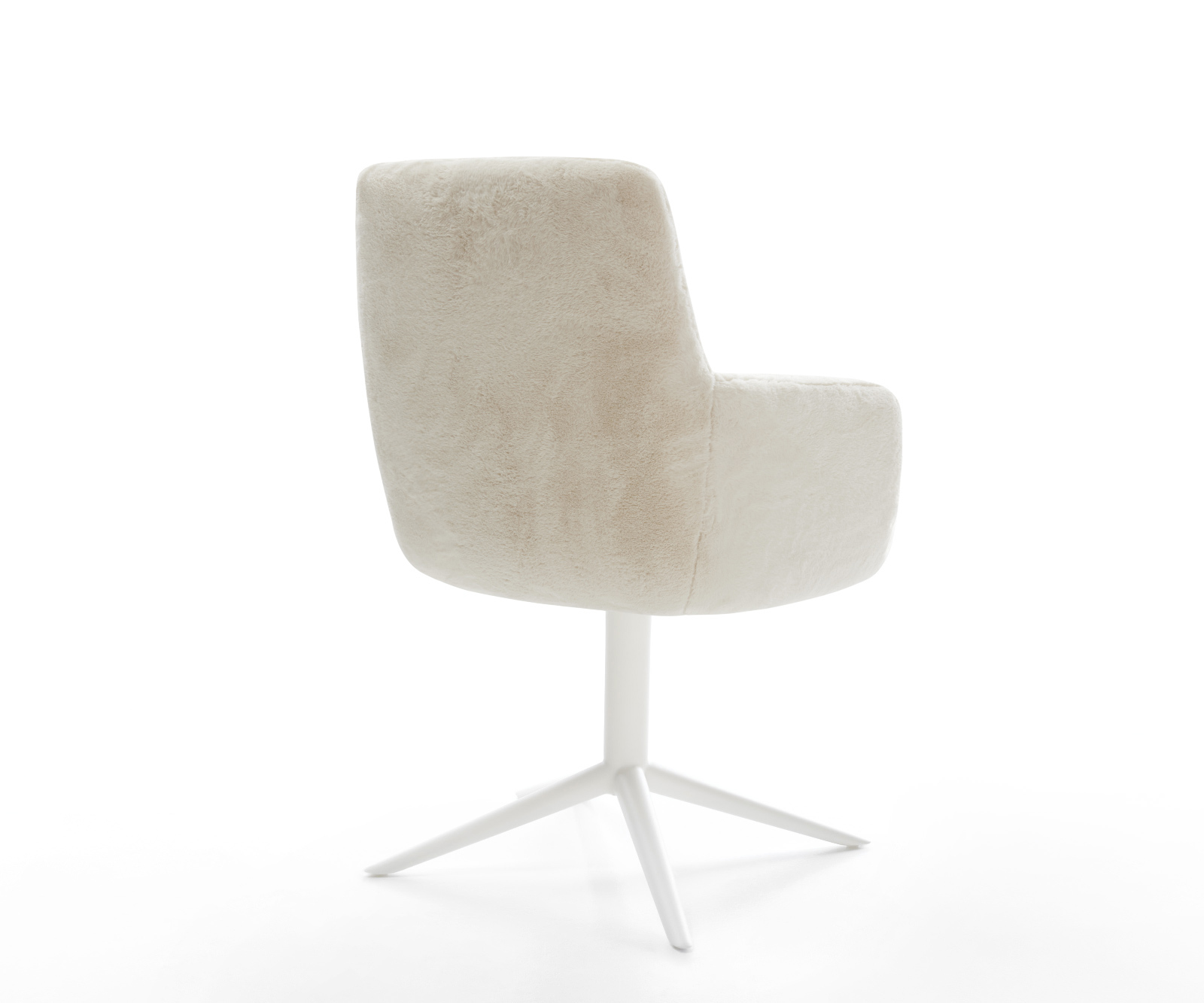 Jídelní židle Heira-Flex s područkami plyšový manšestr krémovo-bílá podnož křížová bílá 360° otočný houpací funkce taštičkové pružiny - Obrázek 5