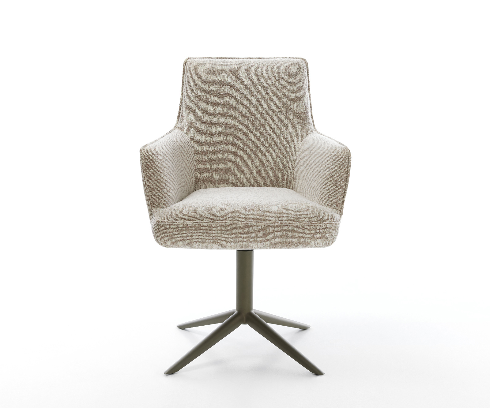 Jídelní židle Heira-Flex s područkami látka Měkký béžová křížová podnož Titanová barva 360° otočný houpací funkce taštičkové pružiny - Obrázek 2