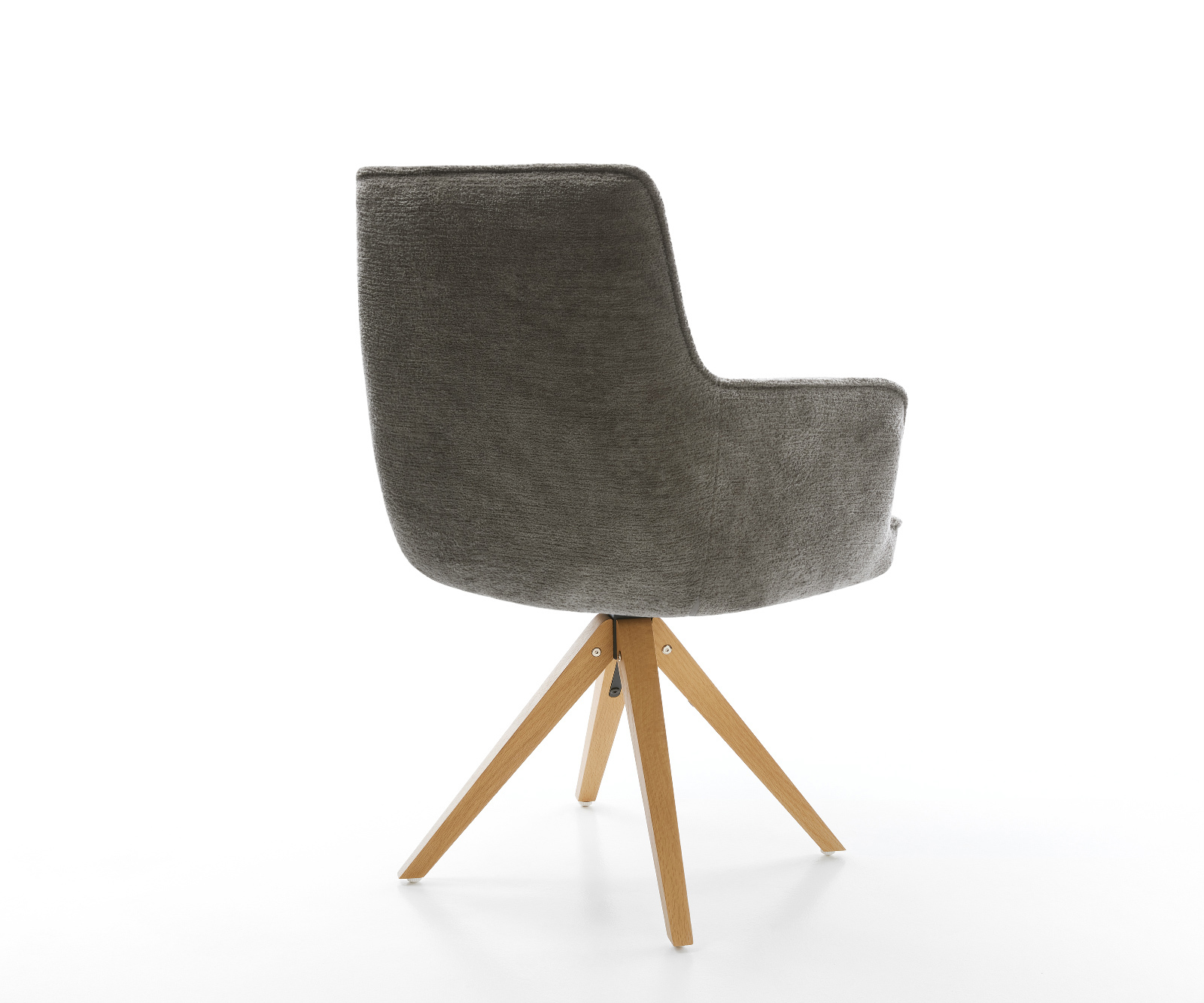 Jídelní židle Heira-Flex s područkami bouclé měkký tmavě béžová dřevěná podnož hranatá přírodní 180° otočný taštičkové pružiny - Obrázek 5