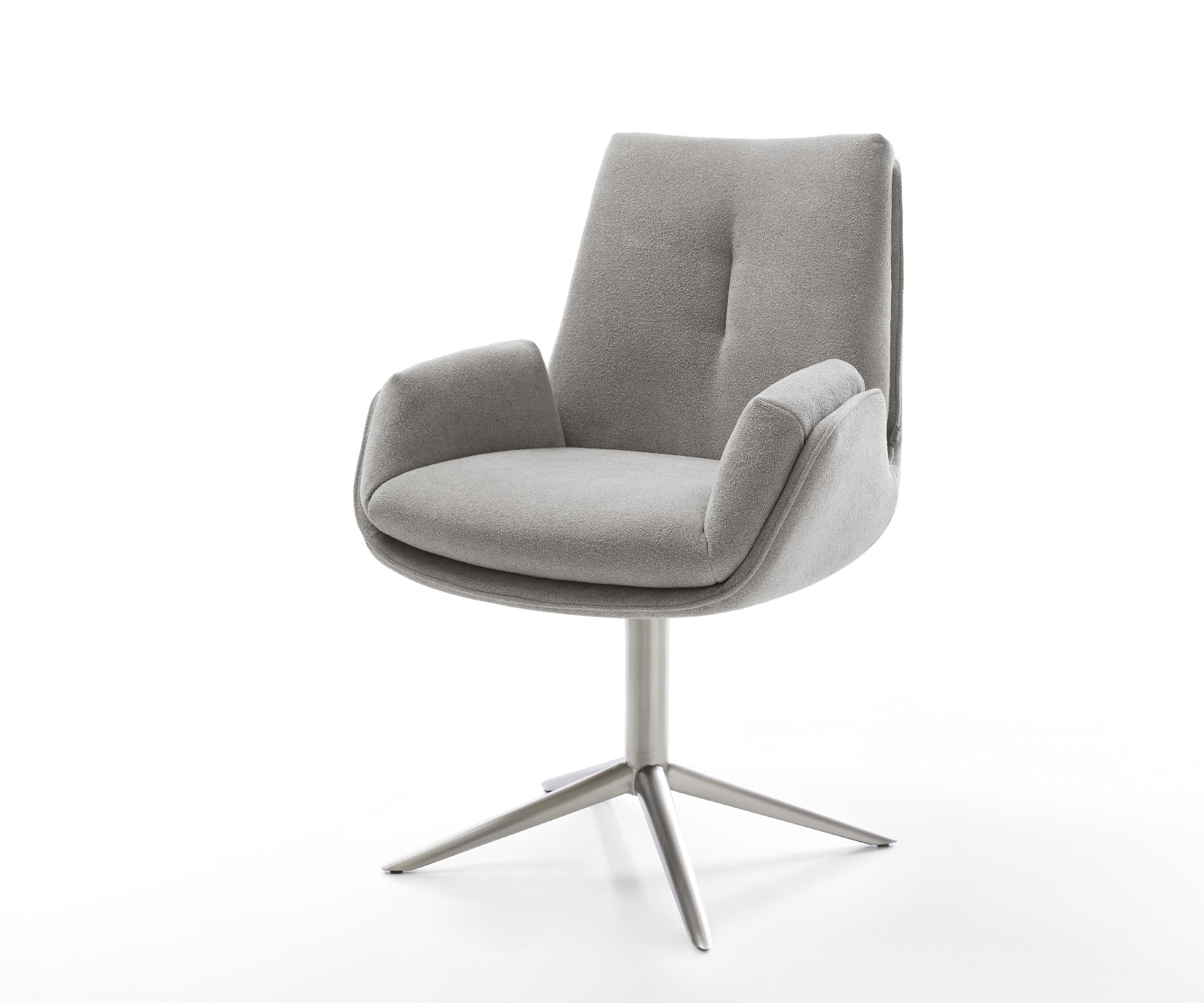 Jídelní židle Clea-Flex látka Měkký šedá křížová podnož nerezová ocel 360° otočný houpací funkce