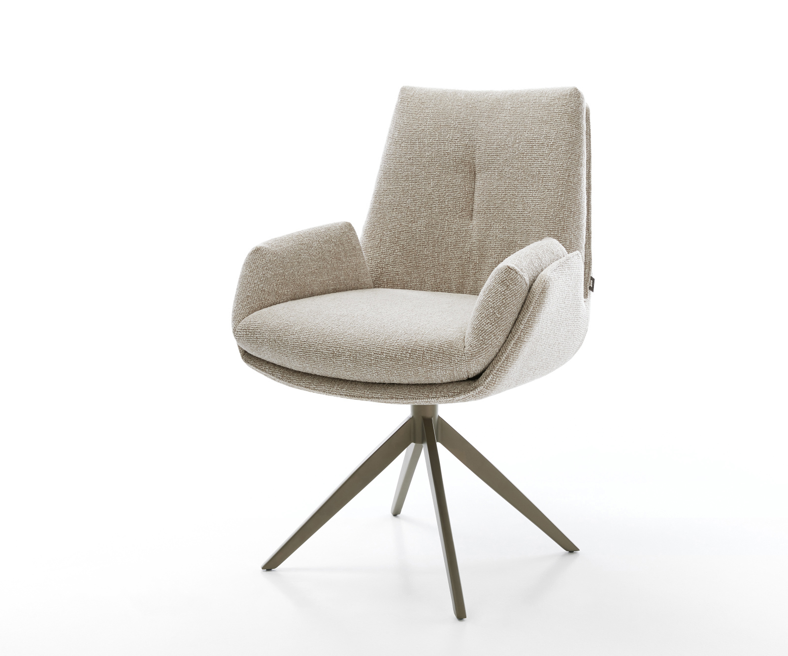 Jídelní židle Clea-Flex tkanina Měkký béžová křížová podnož široká Titanová barva 360° otočný houpací funkce