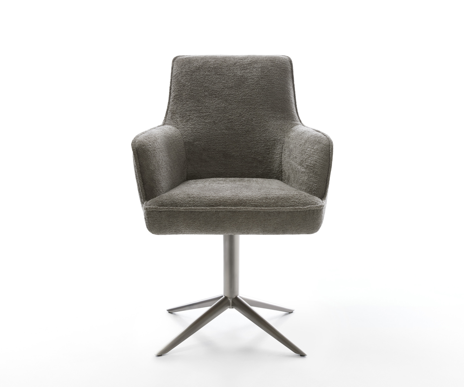 Jídelní židle Heira-Flex s područkami bouclé měkký tmavě béžová křížová podnož grafit 360° otočný houpací funkce taštičkové pružiny - Obrázek 2