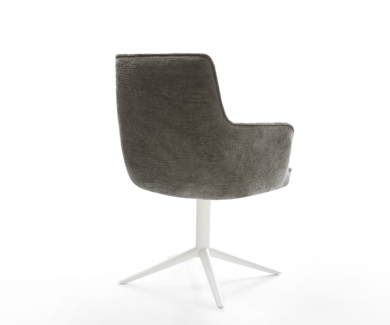 Jídelní židle Heira-Flex s područkami bouclé měkký tmavě béžová křížová podnož bílá 360° otočný houpací funkce taštičkové pružiny - Obrázek 5