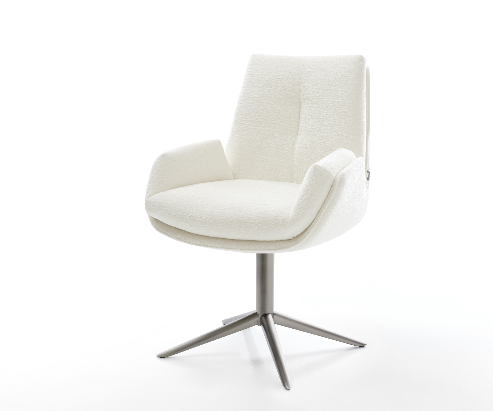 Jídelní židle Clea-Flex bouclé měkký béžová podnož křížová grafit 360° otočný houpací funkce