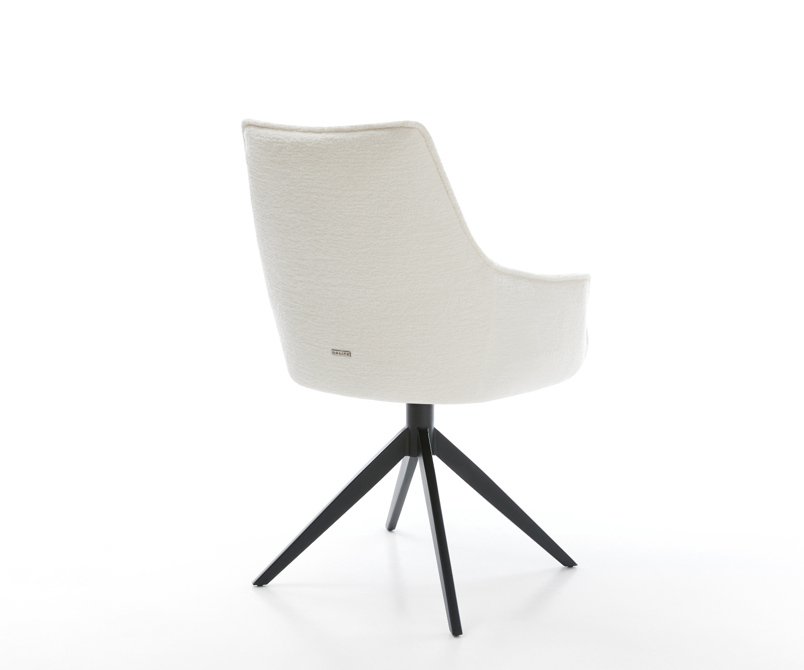 Jídelní židle Alja-Flex s područkami bouclé měkký béžová křížová podnož široká černá 360° otočný houpací funkce taštičkové pružiny - Obrázek 5