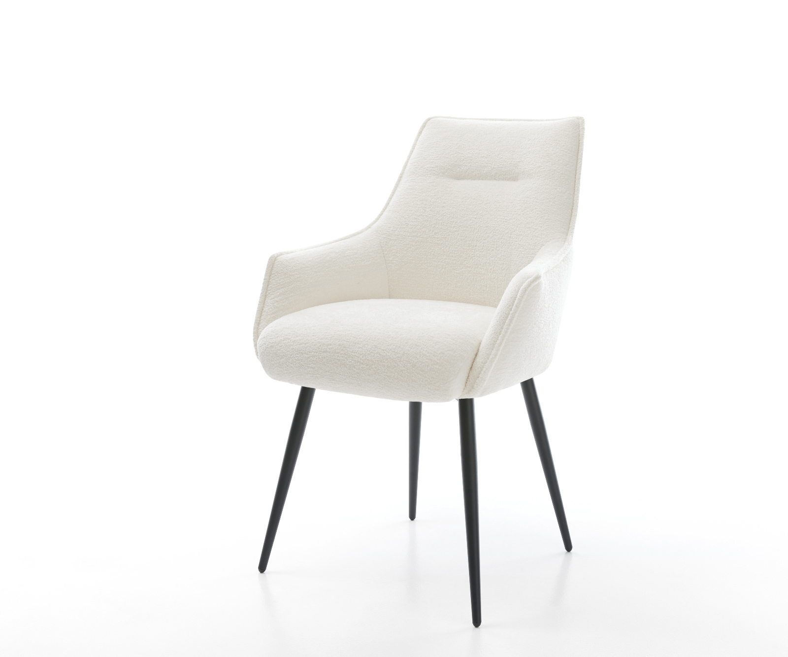 Jídelní židle Alja-Flex s područkami bouclé měkký béžová 4-nohá zúžená černá taštičkové pružiny