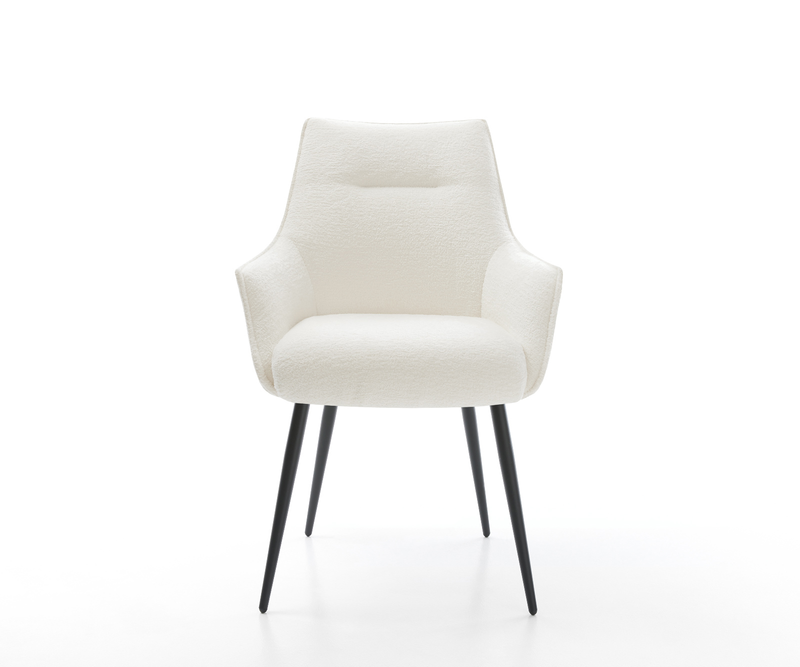 Jídelní židle Alja-Flex s područkami bouclé měkký béžová 4-nohá zúžená černá taštičkové pružiny - Obrázek 2
