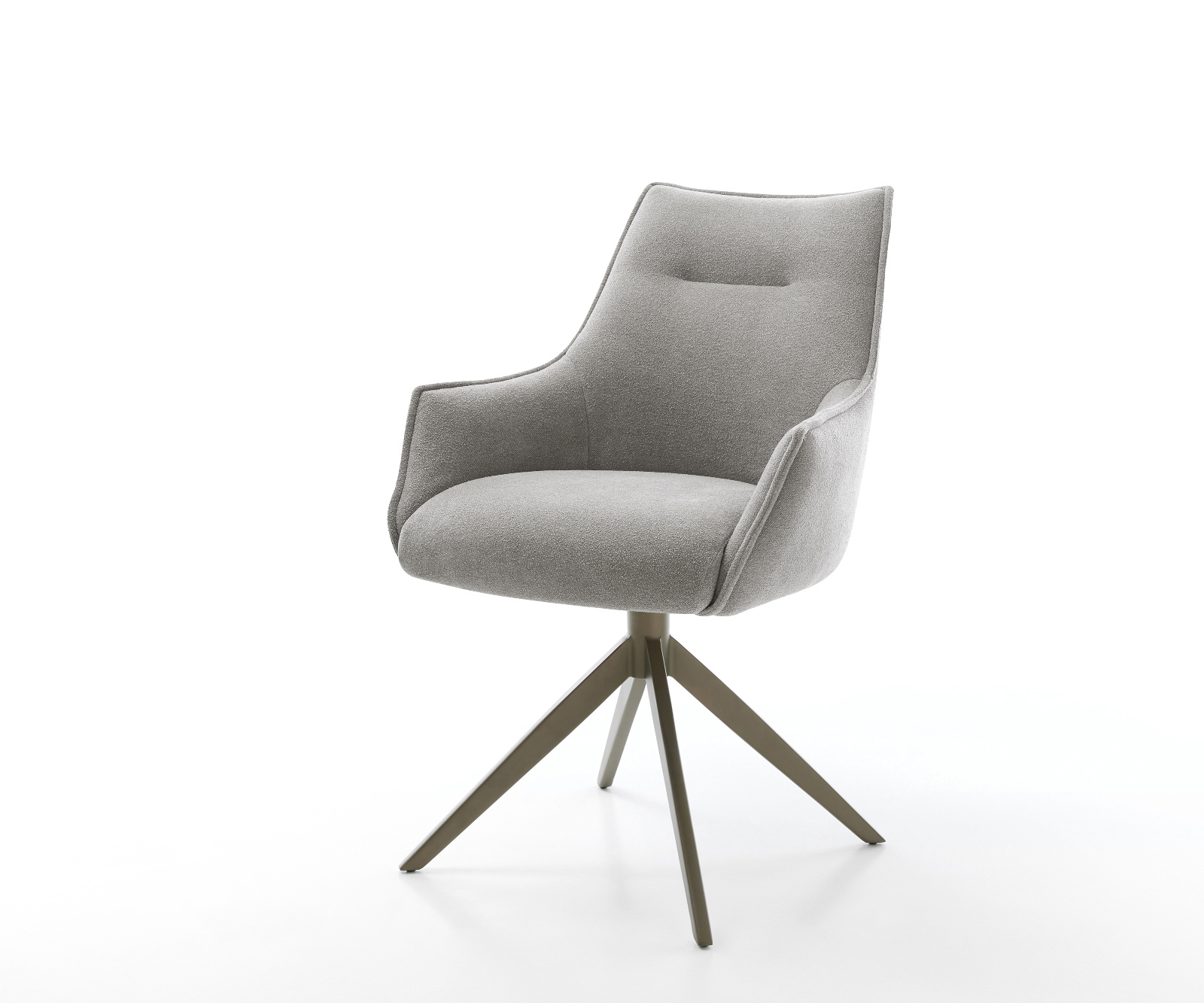 Jídelní židle Alja-Flex s područkami strukturovaná látka Měkký šedá křížová podnož široká Titanová barva 360° otočný houpací funkce taštičkové pružiny