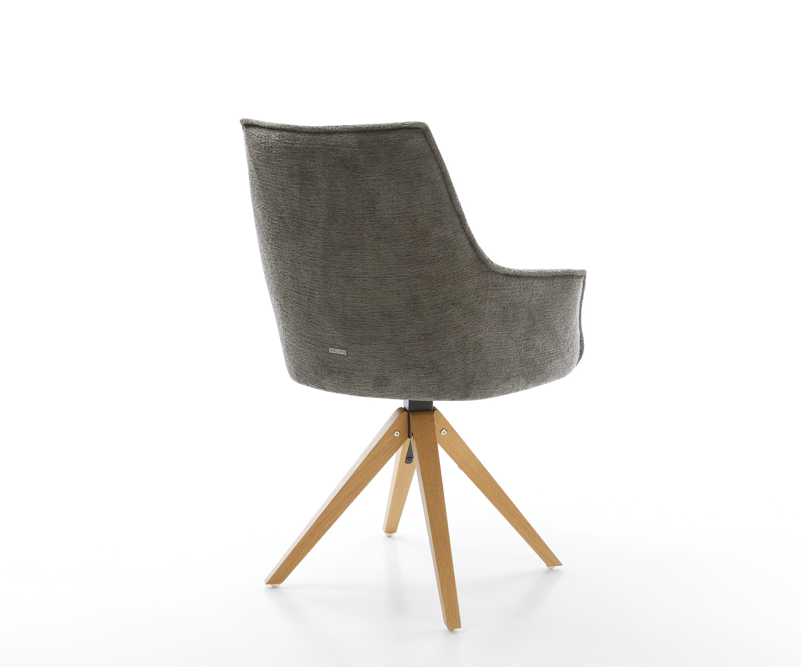 Jídelní židle Alja-Flex s područkami bouclé měkký tmavě béžová dřevěná podnož hranatá přírodní 180° otočný taštičkové pružiny - Obrázek 5