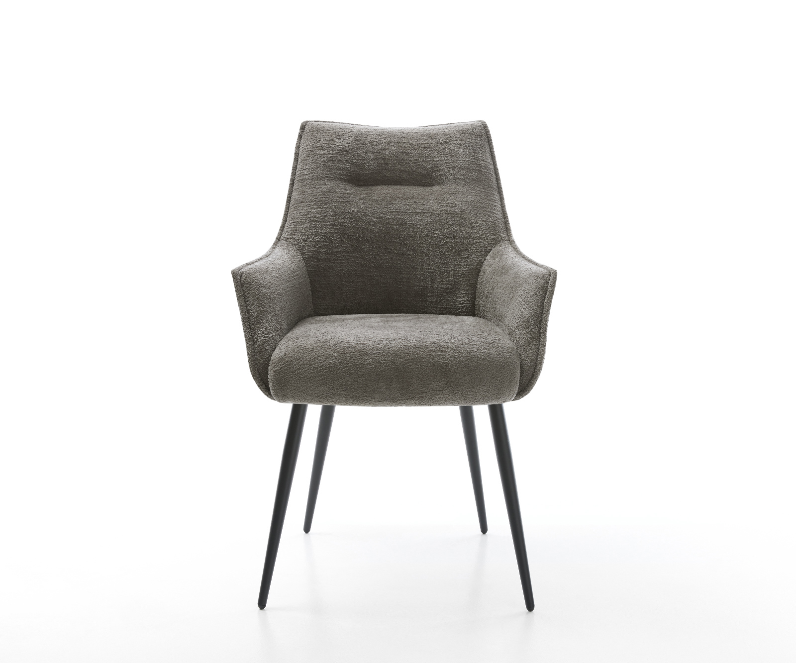 Jídelní židle Alja-Flex s područkami bouclé měkký tmavě béžová 4-nohá zúžená černá taštičkové pružiny - Obrázek 2