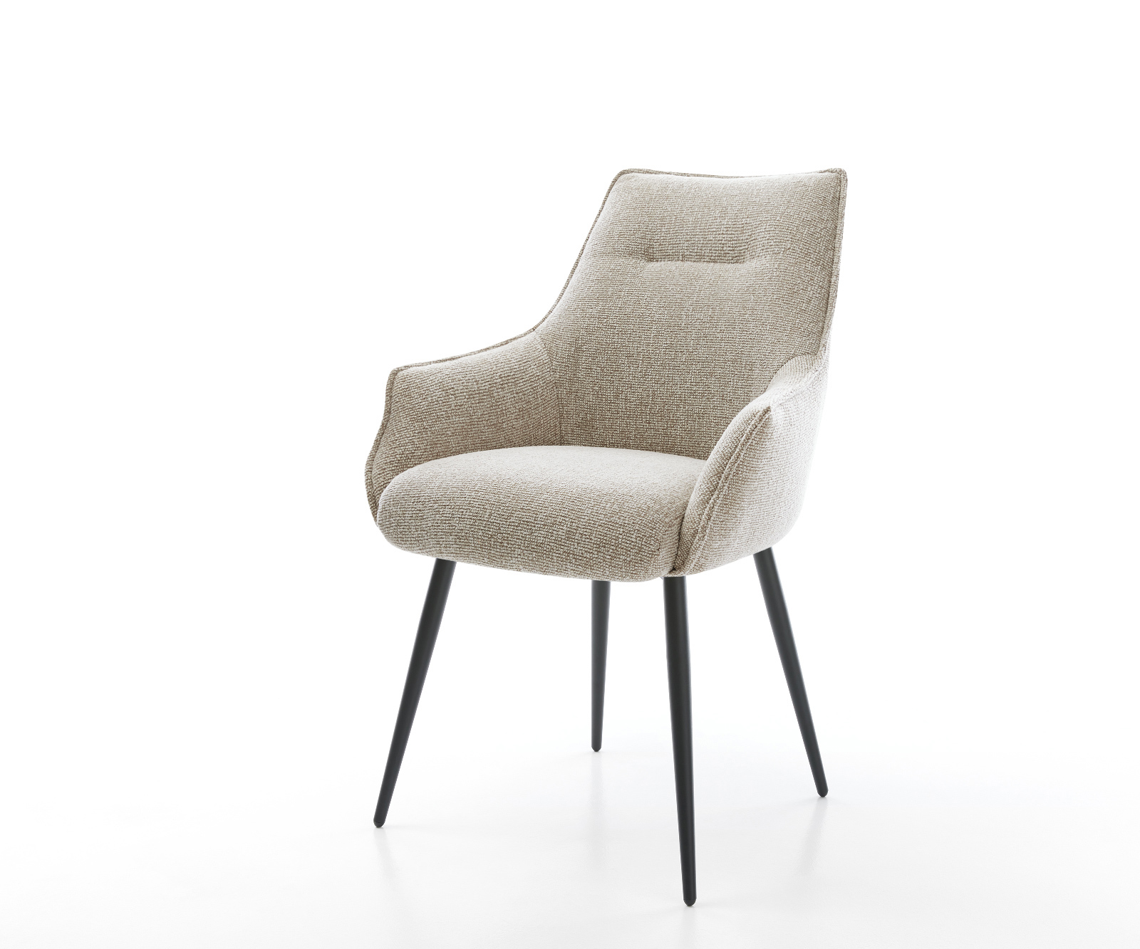 Jídelní židle Alja-Flex s područkami látka Měkký béžová 4-nohá zúžená černá taštičkové pružiny