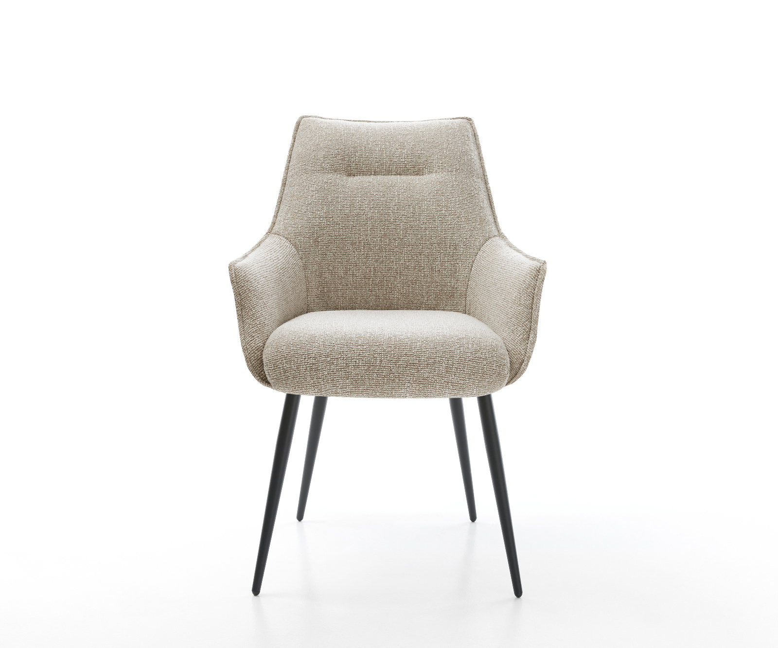 Jídelní židle Alja-Flex s područkami látka Měkký béžová 4-nohá zúžená černá taštičkové pružiny - Obrázek 2