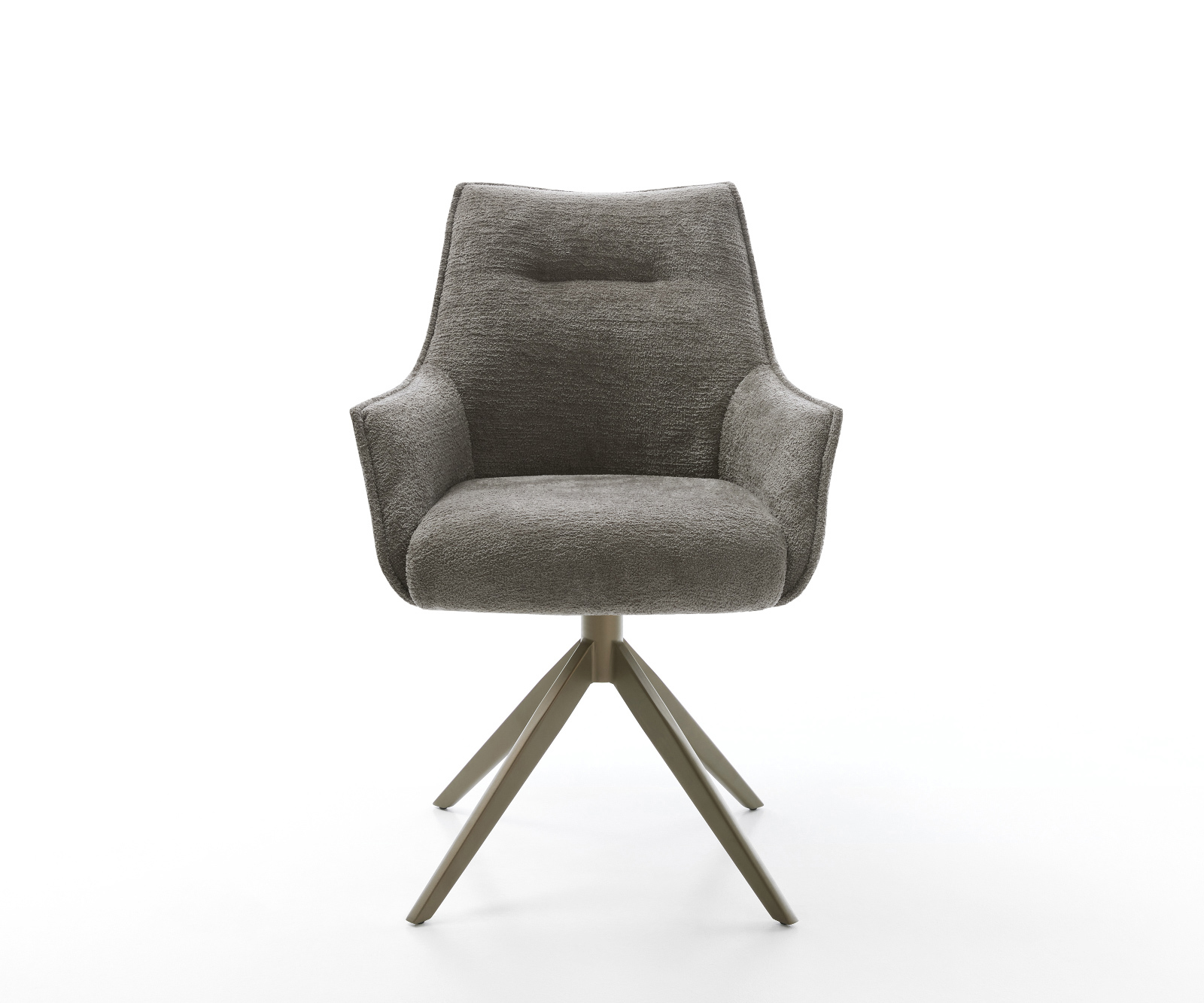 Jídelní židle Alja-Flex s područkami bouclé měkký tmavě béžová křížová podnož široká titanová barva 360° otočný houpací funkce taštičkové pružiny - Obrázek 2