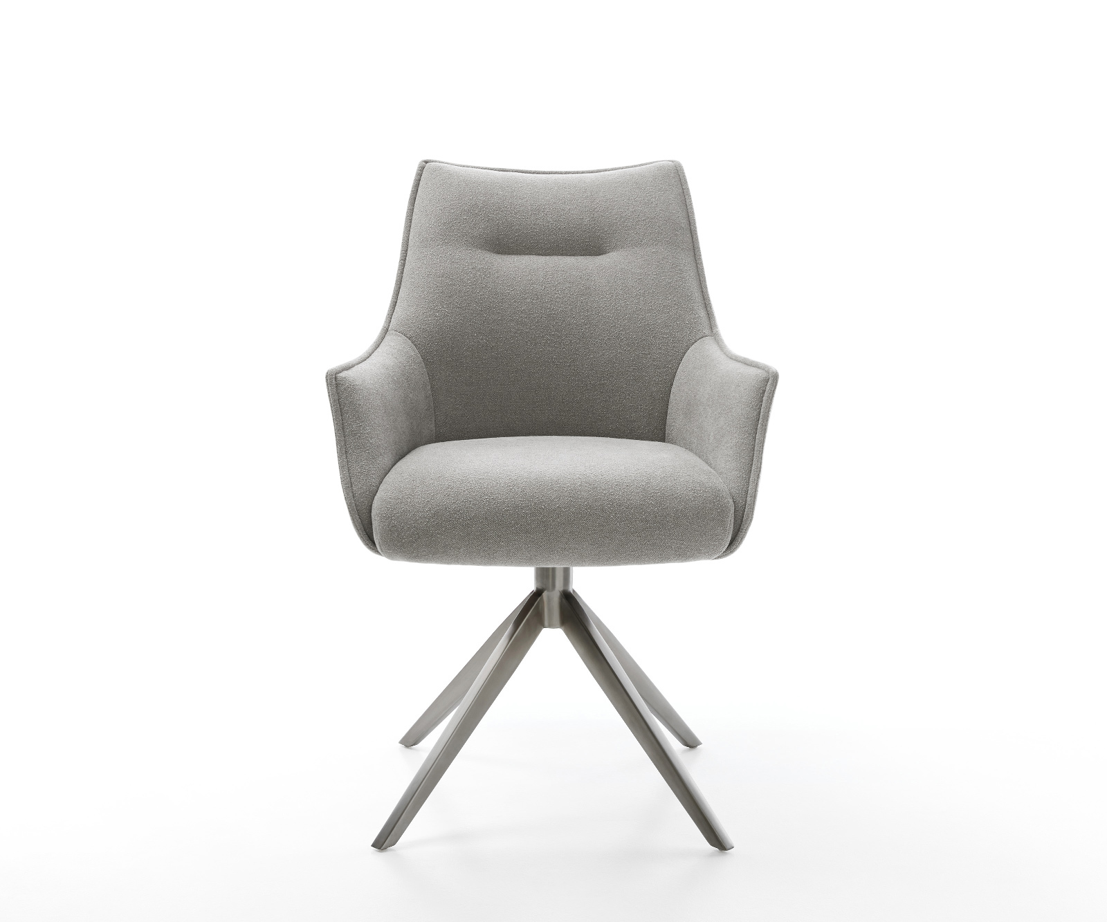 Jídelní židle Alja-Flex s područkami potahová látka Měkký šedá křížová podnož široká grafitová 360° otočná houpací funkce taštičkové pružiny - Obrázek 2