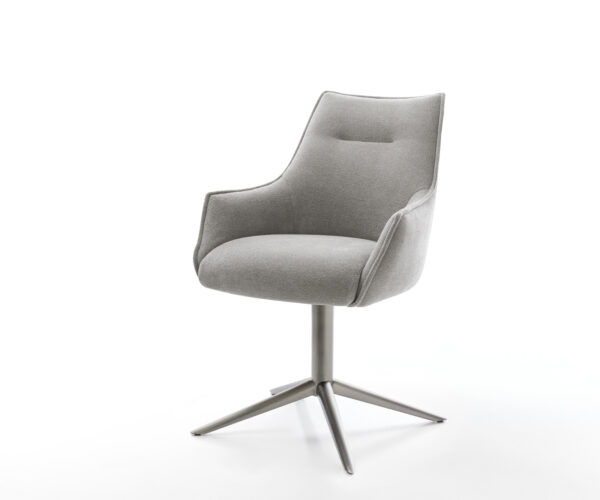 Jídelní židle Alja-Flex s područkami potahová látka Měkký šedá křížová podnož grafit 360° otočný houpací funkce taštičkové pružiny