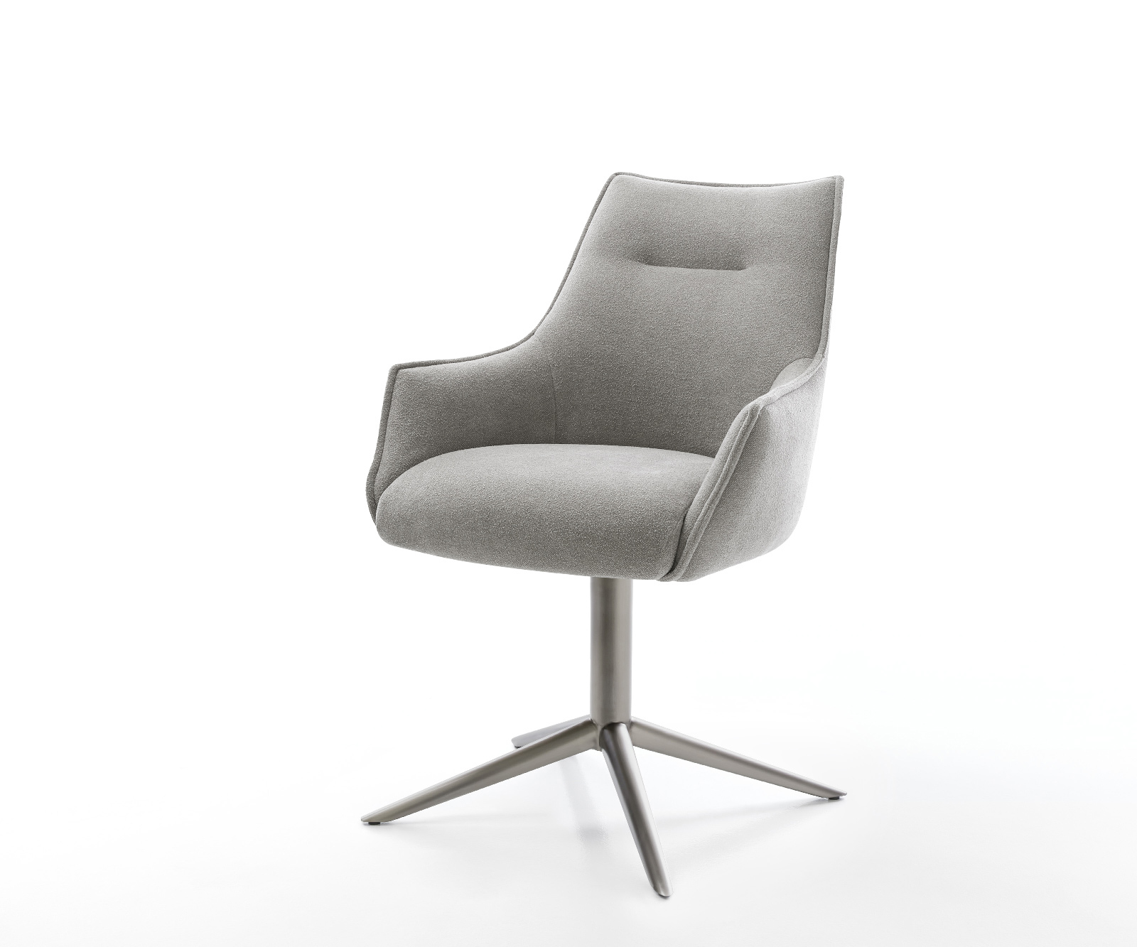 Jídelní židle Alja-Flex s područkami potahová látka Měkký šedá křížová podnož grafit 360° otočný houpací funkce taštičkové pružiny