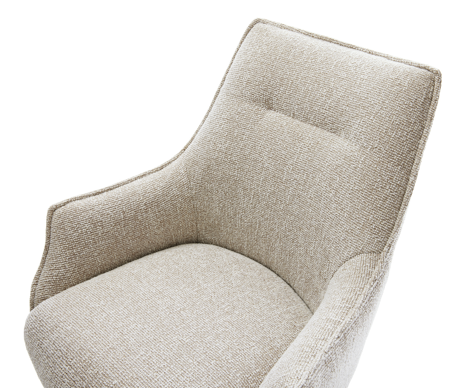 Jídelní židle Alja-Flex s područkami látka Měkký béžová dřevěná podnož hranatý přírodní 180° otočný taštičkové pružiny - Obrázek 4