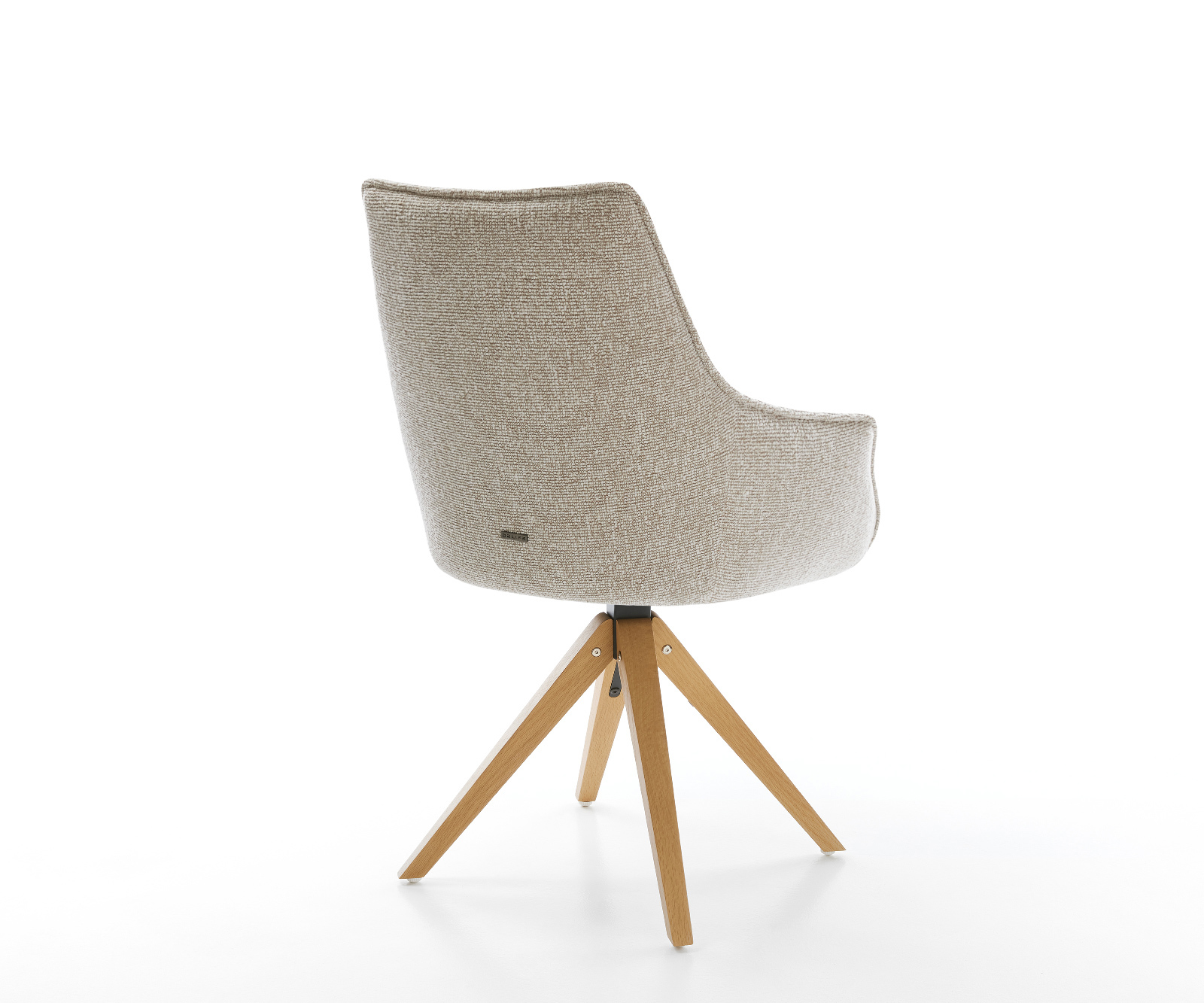 Jídelní židle Alja-Flex s područkami látka Měkký béžová dřevěná podnož hranatý přírodní 180° otočný taštičkové pružiny - Obrázek 5