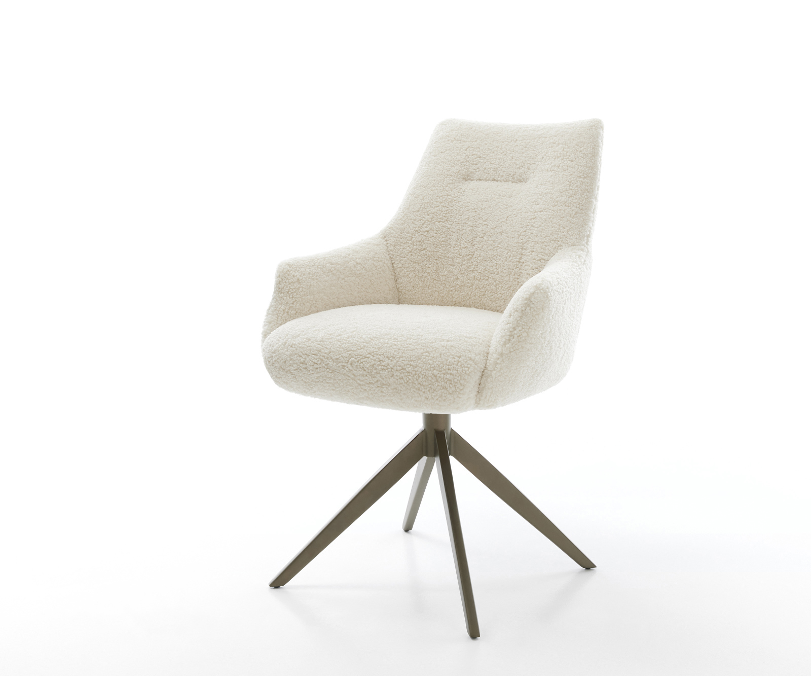 Jídelní židle Alja-Flex s područkami plyšový manšestr béžová křížová podnož široká titanová barva 360° otočný houpací funkce taštičkové pružiny