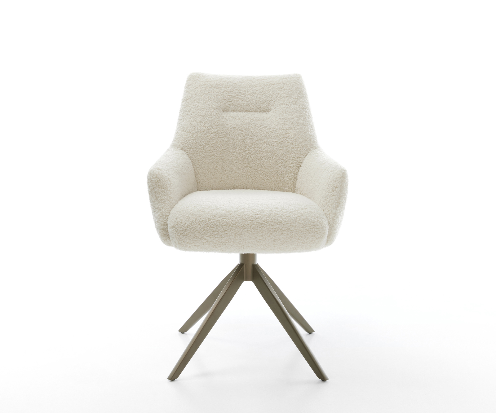 Jídelní židle Alja-Flex s područkami plyšový manšestr béžová křížová podnož široká titanová barva 360° otočný houpací funkce taštičkové pružiny - Obrázek 2