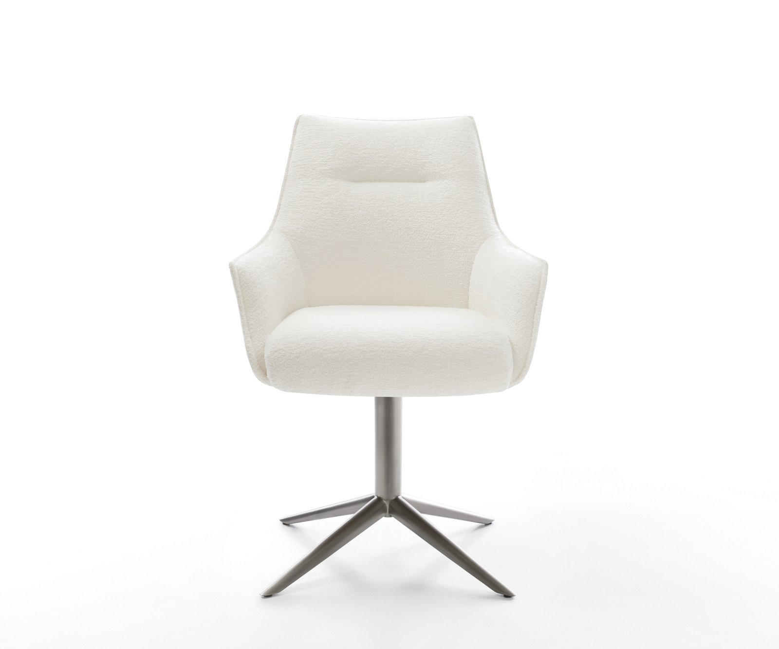 Jídelní židle Alja-Flex s područkami bouclé měkký béžová křížová podnož grafit 360° otočný houpací funkce taštičkové pružiny - Obrázek 2