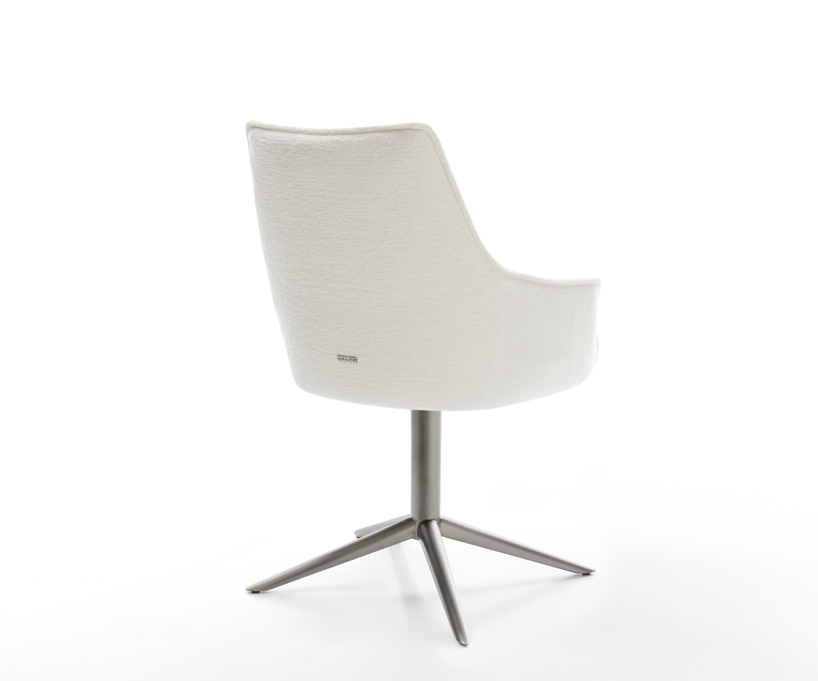 Jídelní židle Alja-Flex s područkami bouclé měkký béžová křížová podnož grafit 360° otočný houpací funkce taštičkové pružiny - Obrázek 5