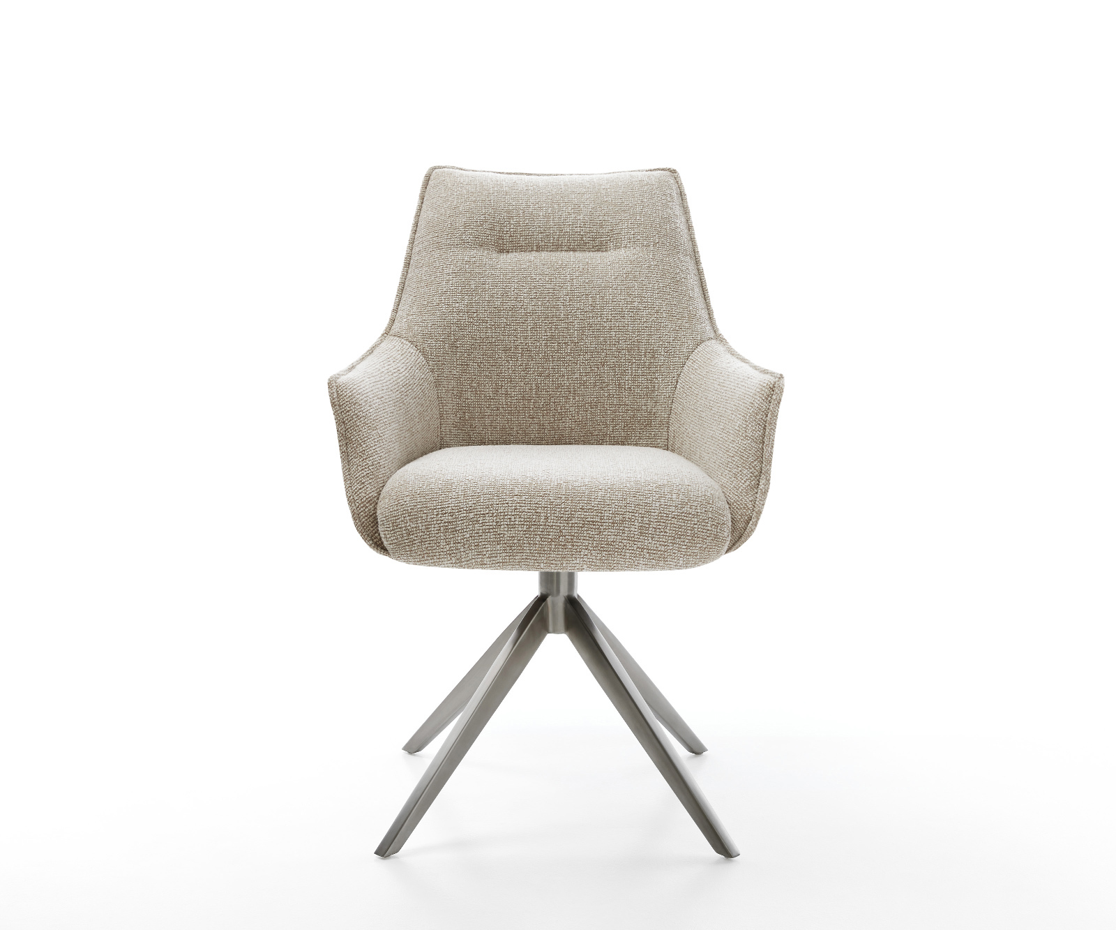 Jídelní židle Alja-Flex s područkami látka Měkký béžová křížová podnož široká grafitová 360° otočný houpací funkce taštičkové pružiny - Obrázek 2