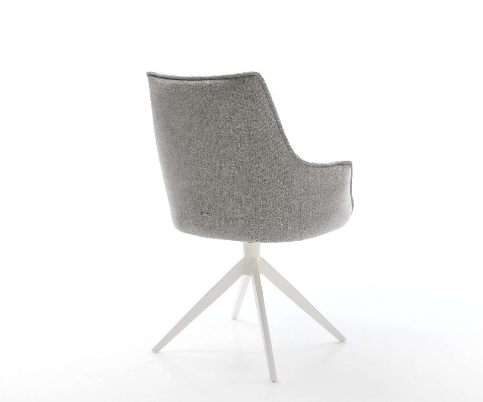 Jídelní židle Alja-Flex s područkami potahová látka Měkký šedá křížová podnož široká bílá 360° otočný houpací funkce taštičkové pružiny - Obrázek 5