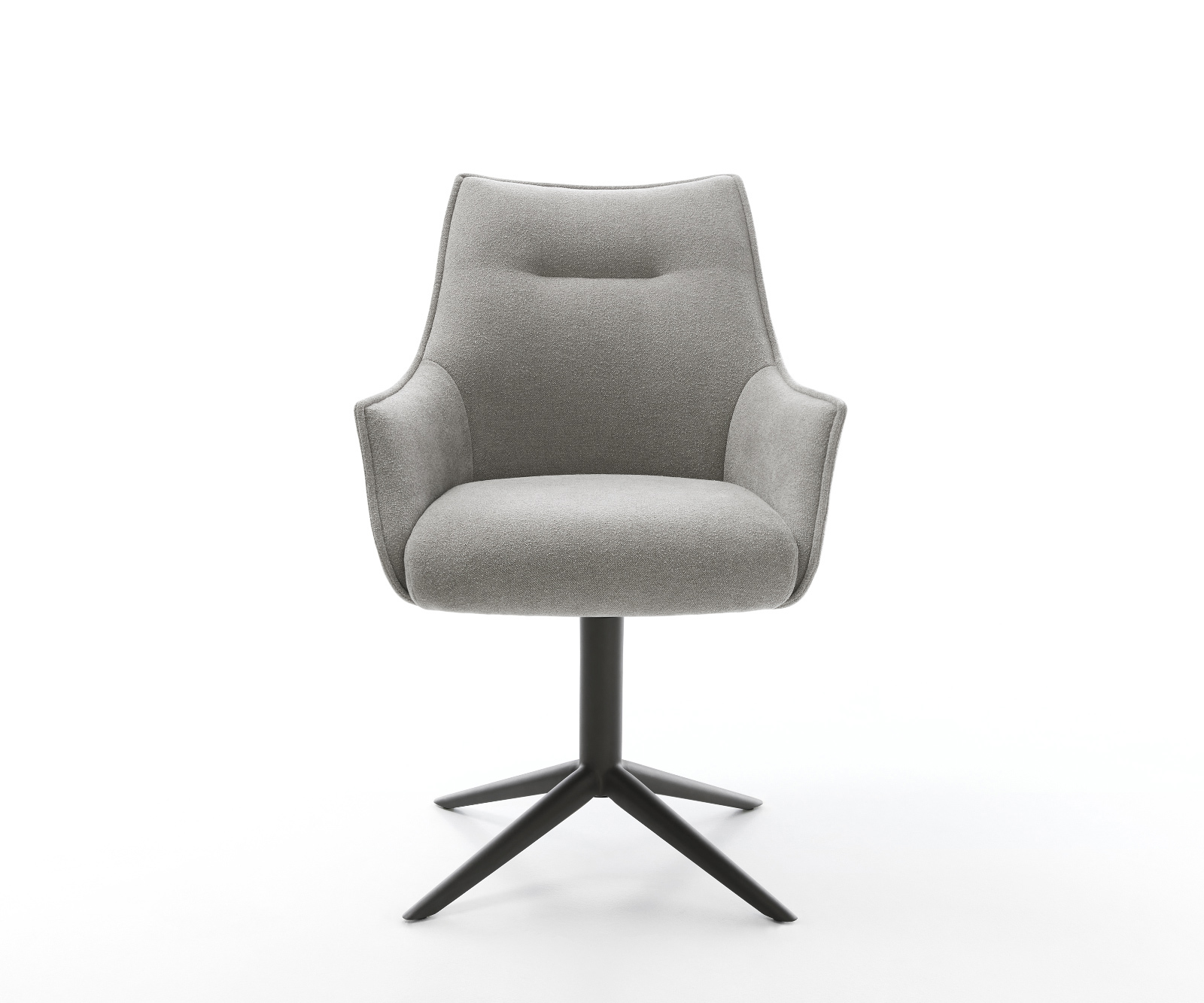 Jídelní židle Alja-Flex s područkami potahová látka Měkký šedá křížová podnož černá 360° otočný houpací funkce taštičkové pružiny - Obrázek 2