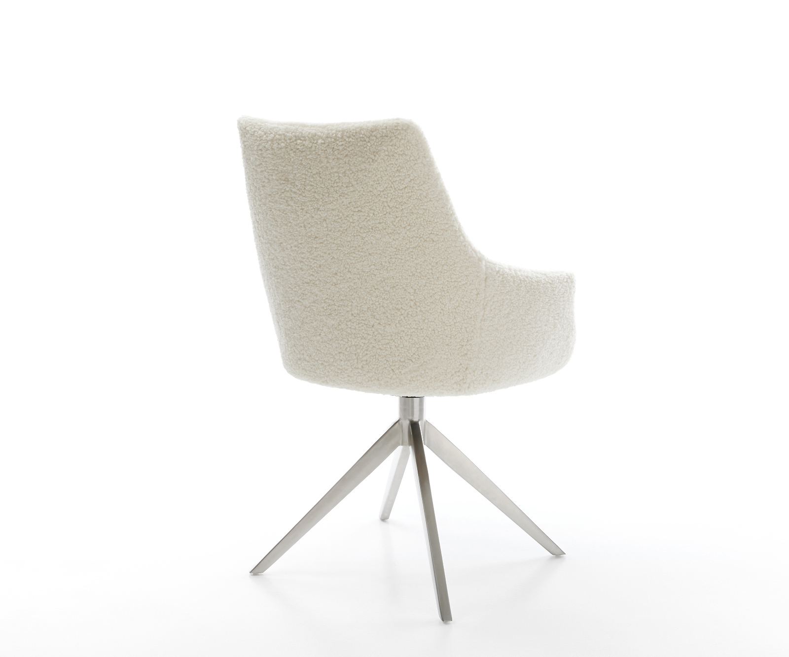 Jídelní židle Alja-Flex s područkami plyšový manšestr béžová křížová podnož široká nerezová ocel 360° otočný houpací funkce taštičkové pružiny - Obrázek 5