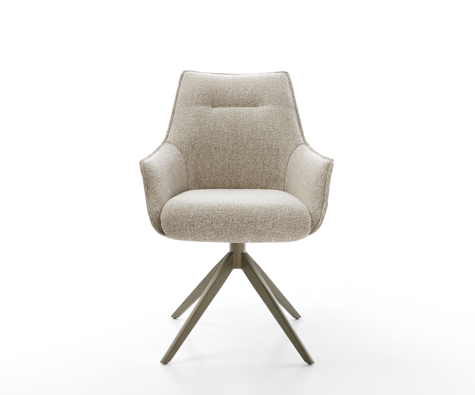 Jídelní židle Alja-Flex s područkami látka Měkký béžová široká křížová podnož Titanová barva 360° otočný houpací funkce taštičkové pružiny - Obrázek 2