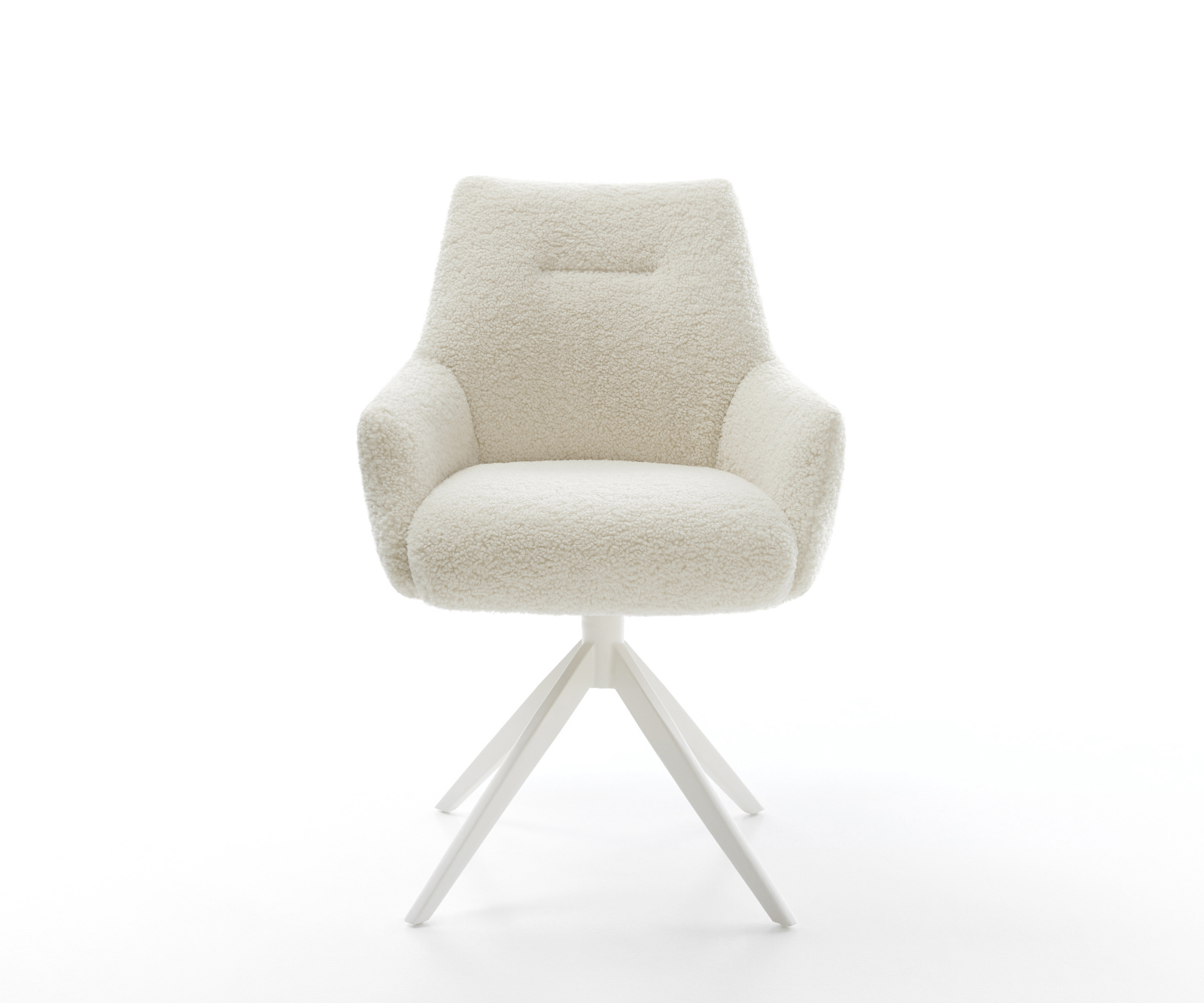 Jídelní židle Alja-Flex s područkami plyšový manšestr béžová křížová podnož široká bílá otočný 360° houpací funkce taštičkové pružiny - Obrázek 2