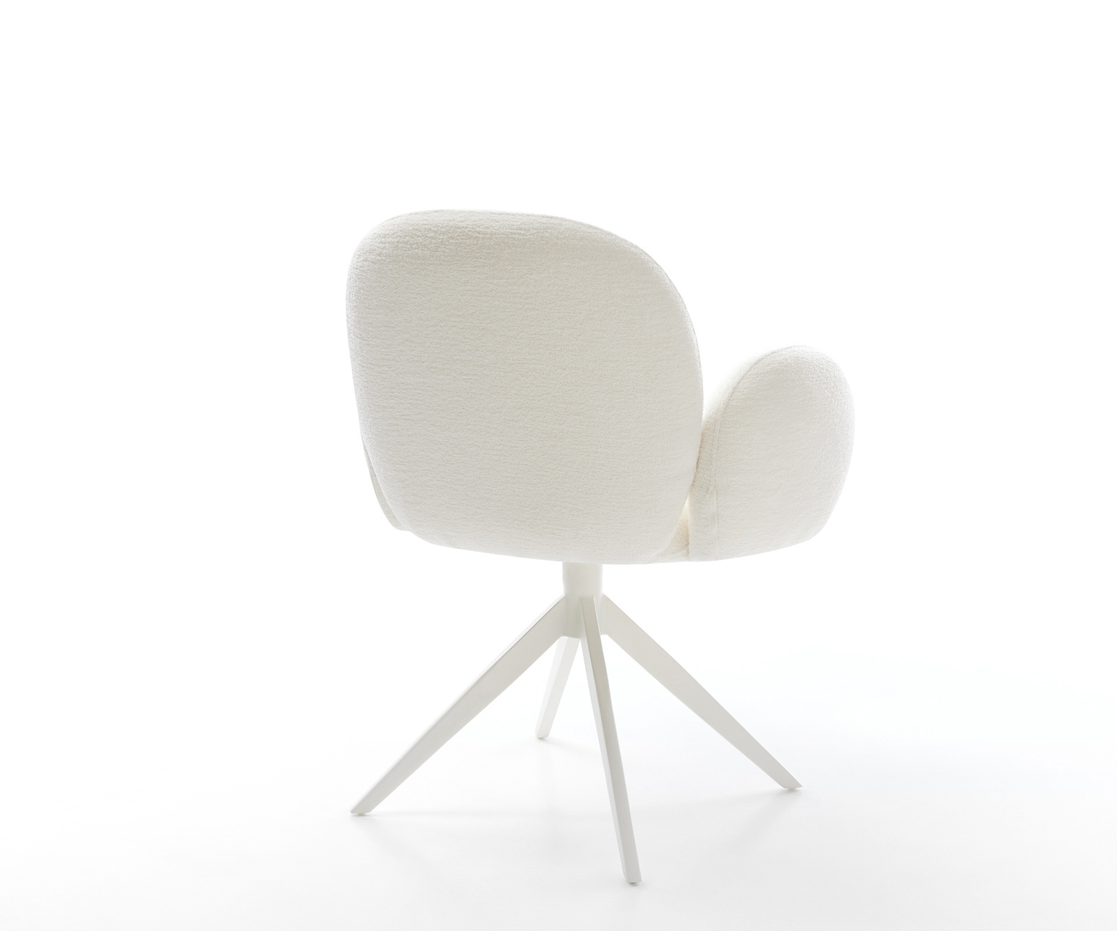 Jídelní židle Nube-Flex s područkami bouclé měkký béžová křížová podnož široká bílá 360° otočný houpací funkce taštičkové pružiny - Obrázek 5