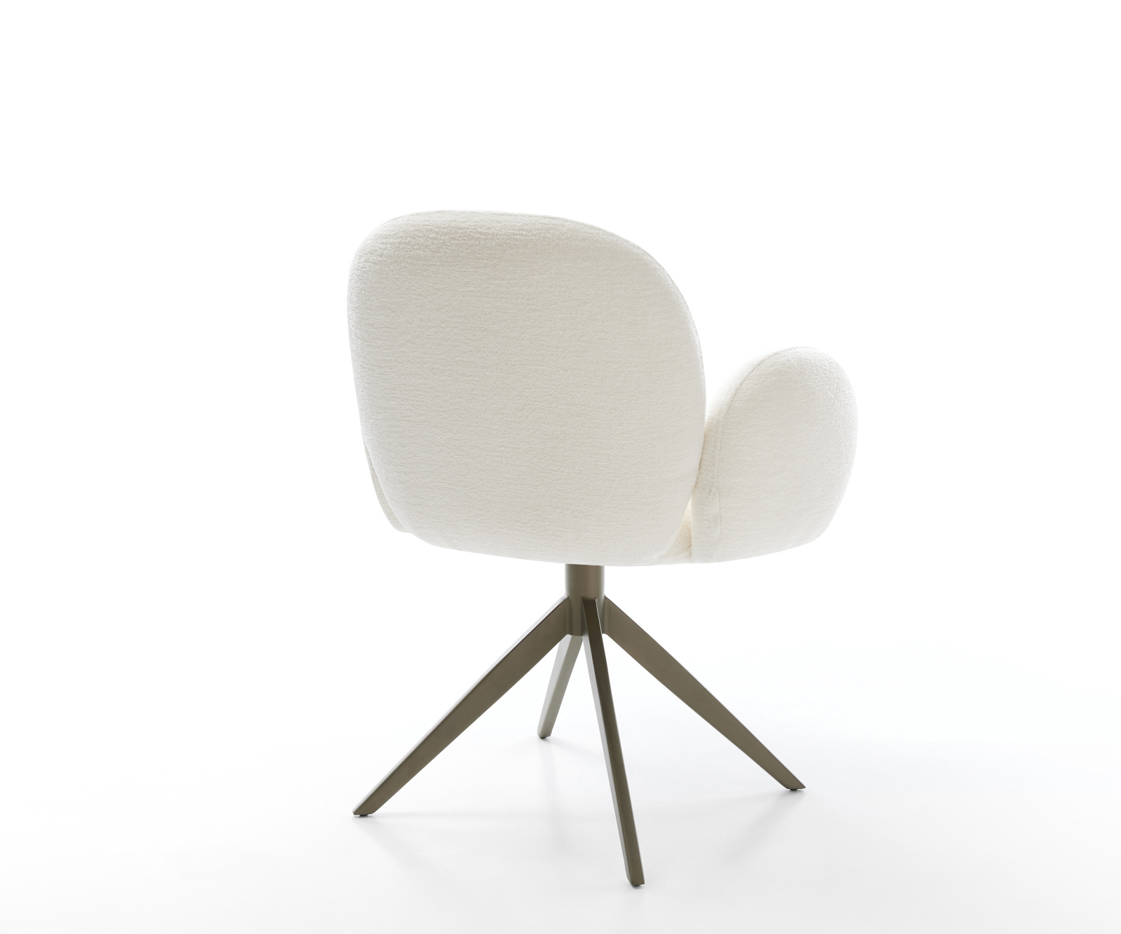 Jídelní židle Nube-Flex s područkami bouclé měkký béžová široká křížová podnož titanová barva 360° otočný houpací funkce taštičkové pružiny - Obrázek 5