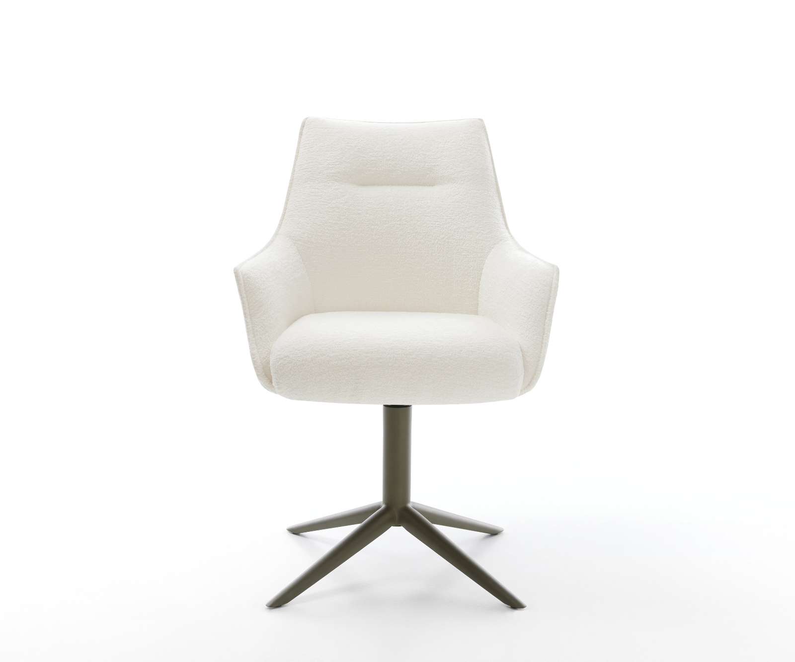 Jídelní židle Alja-Flex s područkami bouclé měkký béžová křížová podnož titanová barva 360° otočný houpací funkce taštičkové pružiny - Obrázek 2