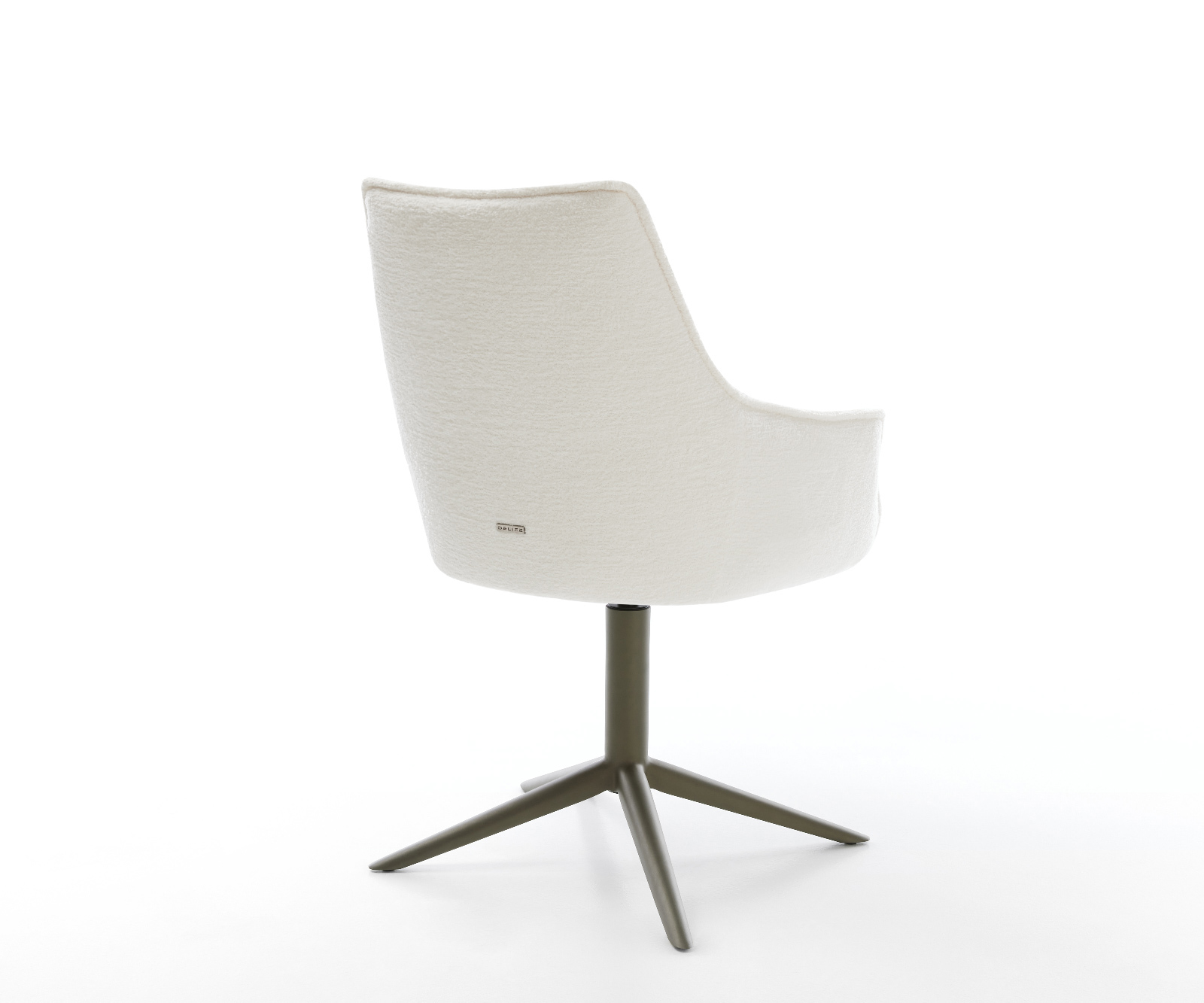 Jídelní židle Alja-Flex s područkami bouclé měkký béžová křížová podnož titanová barva 360° otočný houpací funkce taštičkové pružiny - Obrázek 5