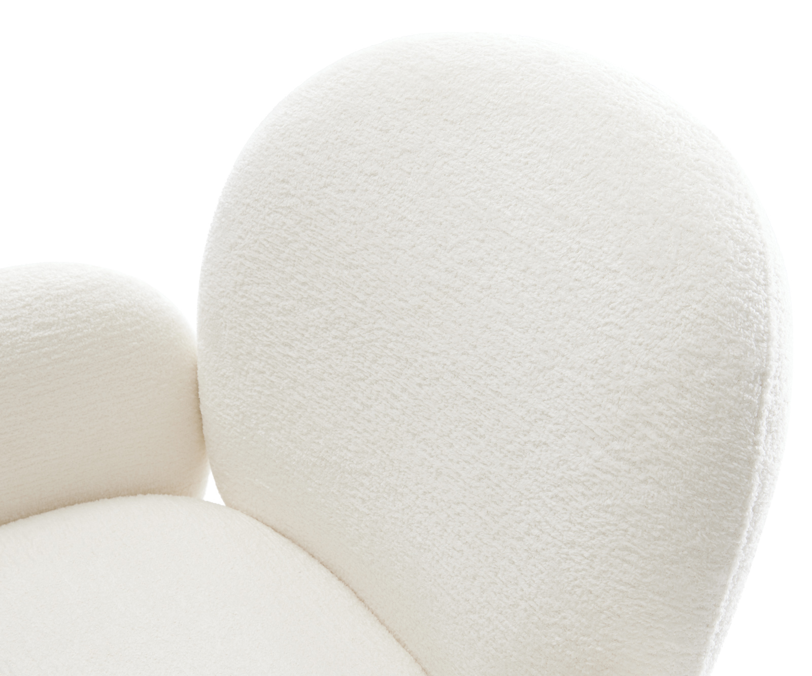 Jídelní židle Nube-Flex s područkami bouclé měkký béžová křížová podnož široká černá 360° otočný houpací funkce taštičkové pružiny - Obrázek 4